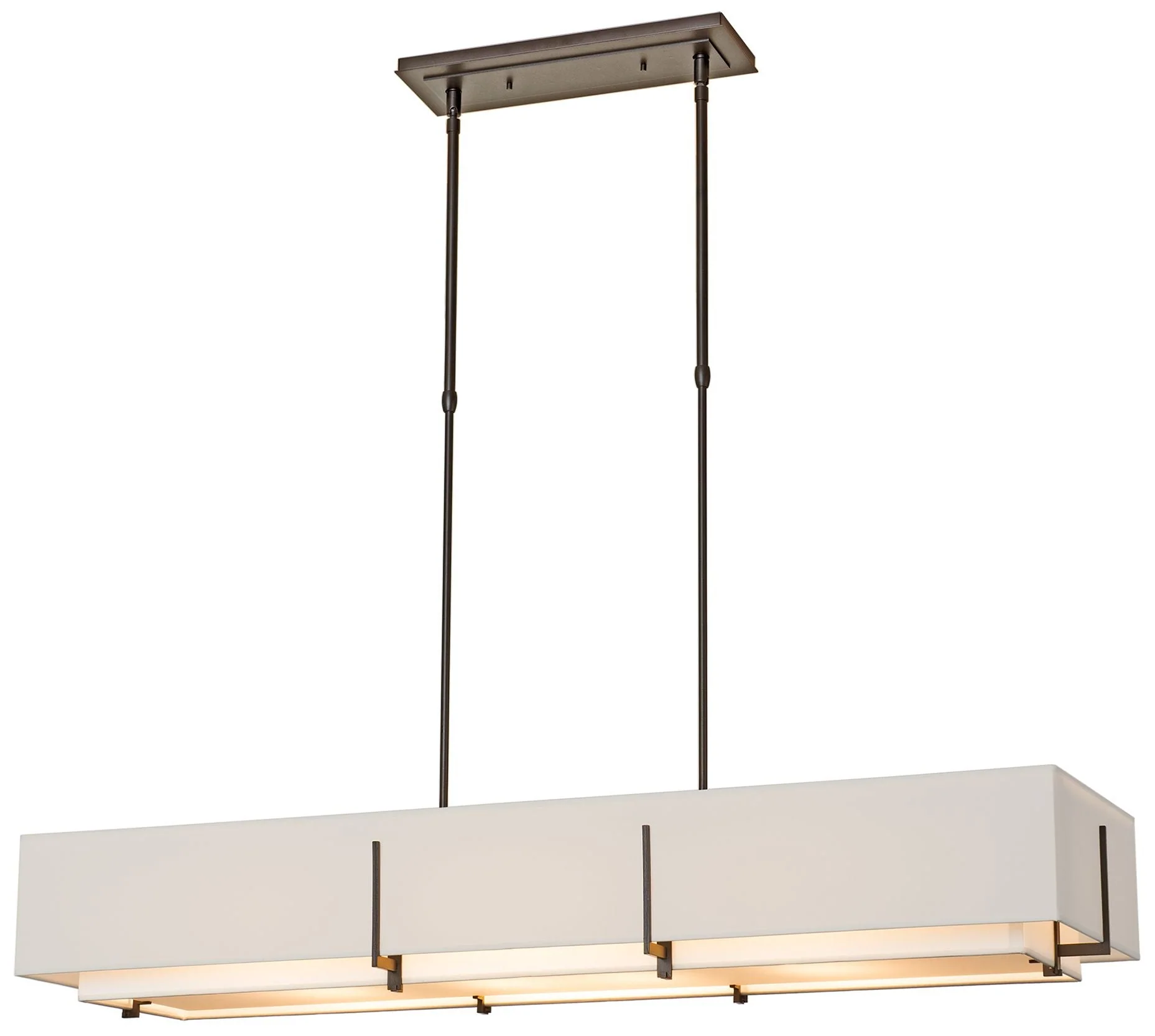 Exos 46.6" Rectangular Dark Smoke Long Pendant with Anna & Flax Sh - Image 1