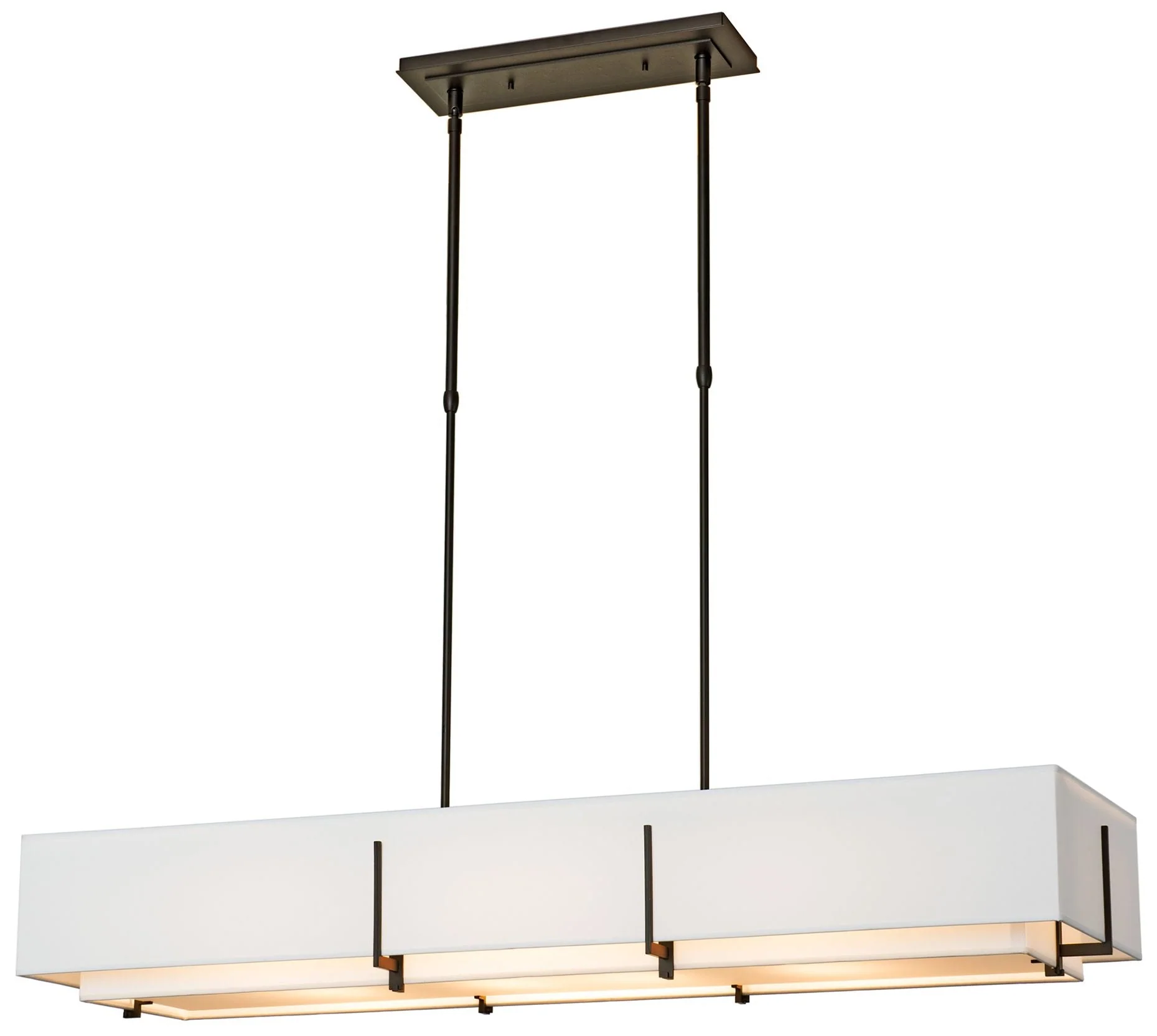 Exos 46.6" Rectangular Oil Rubbed Bronze Short Pendant with Anna Shade - Image 1
