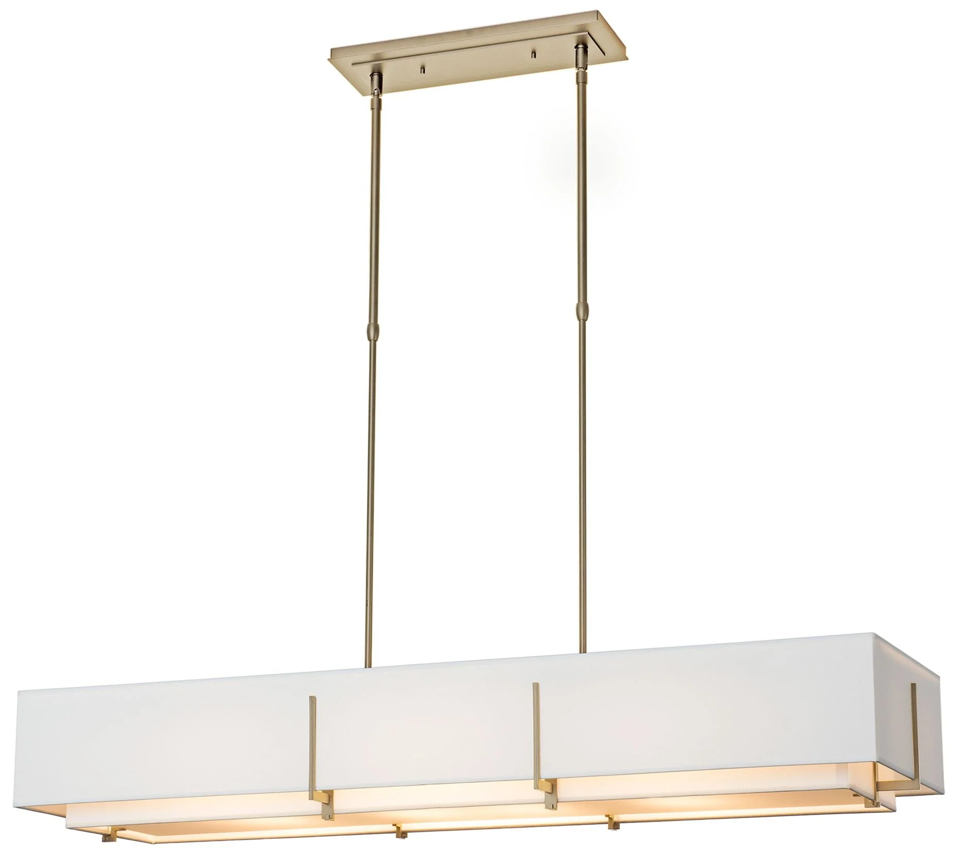 Exos 46.6" Rectangular Soft Gold Short Pendant with Anna Shades - Image 1