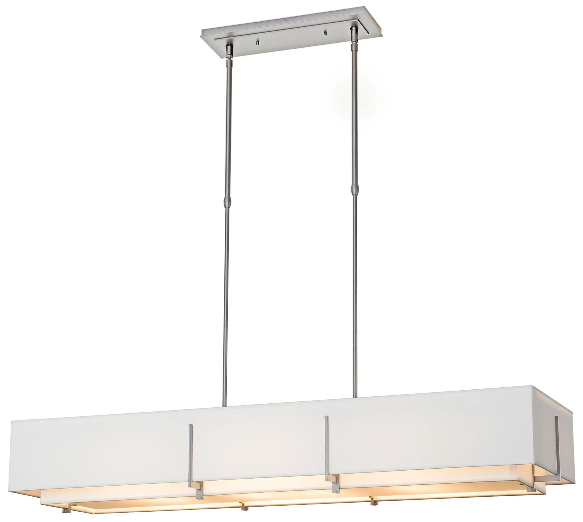 Exos 46.6" Rectangular Vintage Platinum Long Pendant with Anna Shades - Image 1