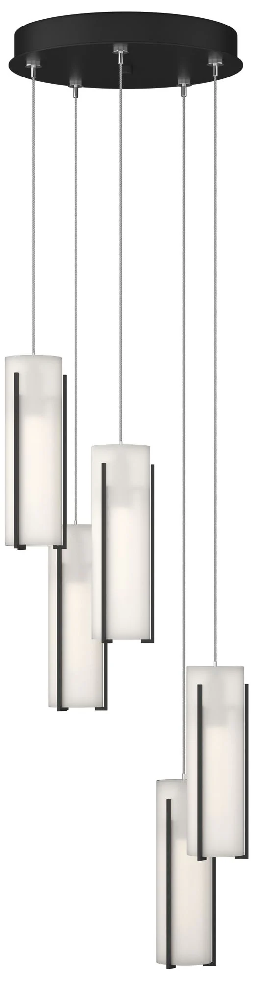 Exos Glass 13.5" Wide 5-Light Black Standard Pendant With Opal Glass S - Image 1