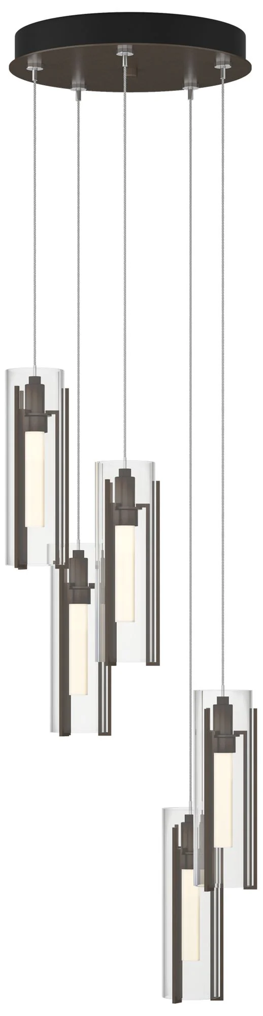 Exos Glass 13.5" Wide 5-Light Bronze Standard Pendant w/ Clear Glass S - Image 1