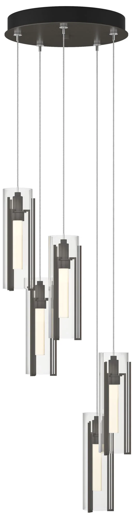 Exos Glass 13.5" Wide 5-Light Dark Smoke Standard Pendant w/ Clear Sha - Image 1