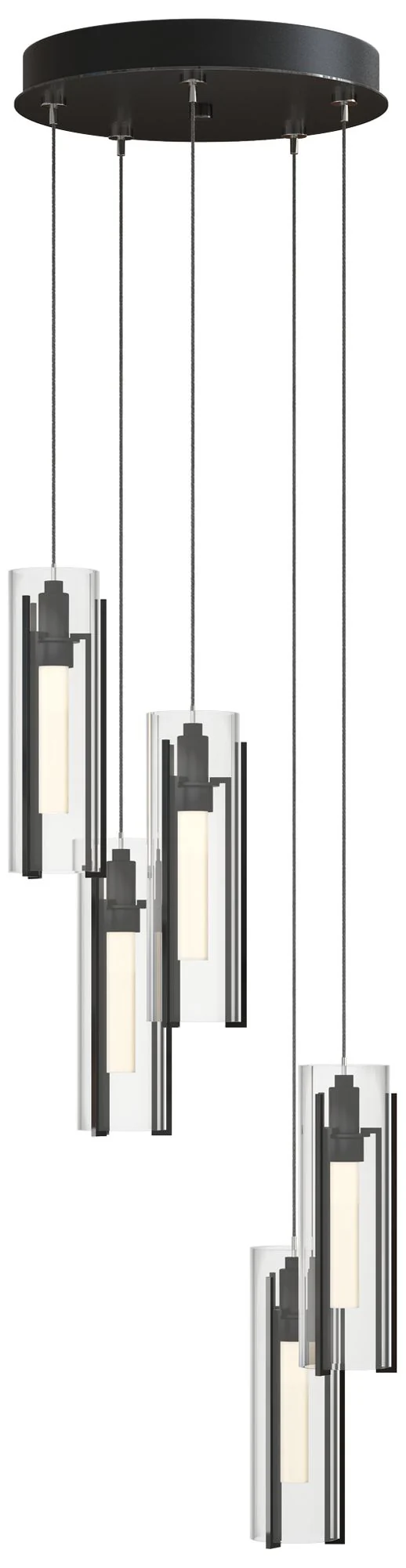 Exos Glass 13.5" Wide 5-Light Ink Standard Pendant With Clear Glass Sh - Image 1