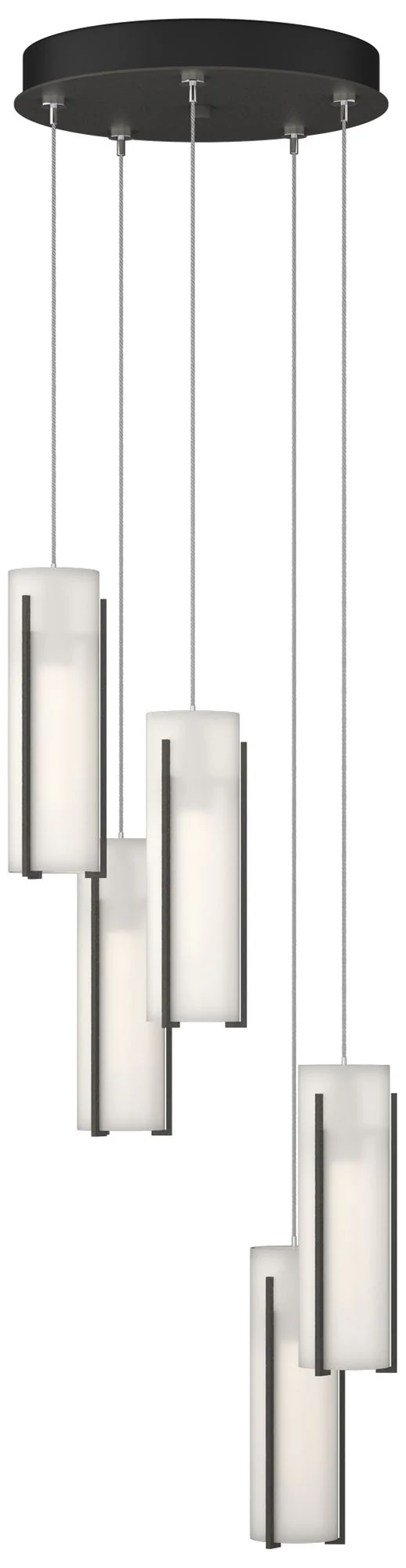 Exos Glass 13.5" Wide 5-Light Natural Iron Standard Pendant w/ Opal Sh - Image 1