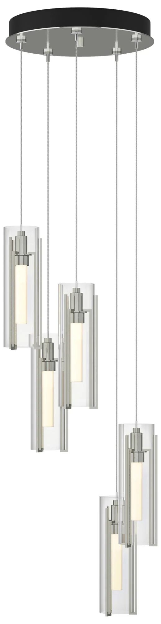 Exos Glass 13.5" Wide 5-Light Sterling Standard Pendant w/ Clear Shade - Image 1