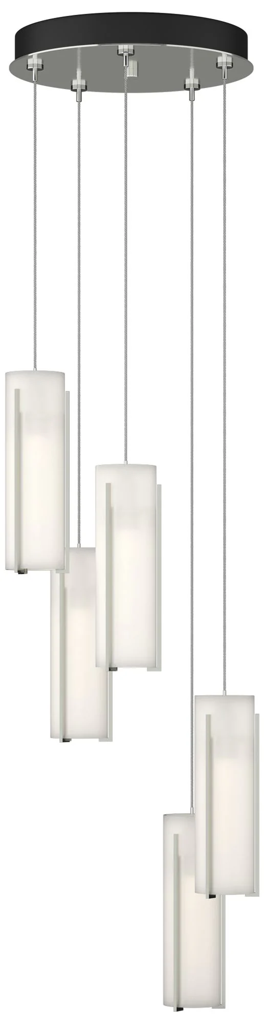 Exos Glass 13.5" Wide 5-Light Sterling Standard Pendant w/ Opal Glass - Image 1
