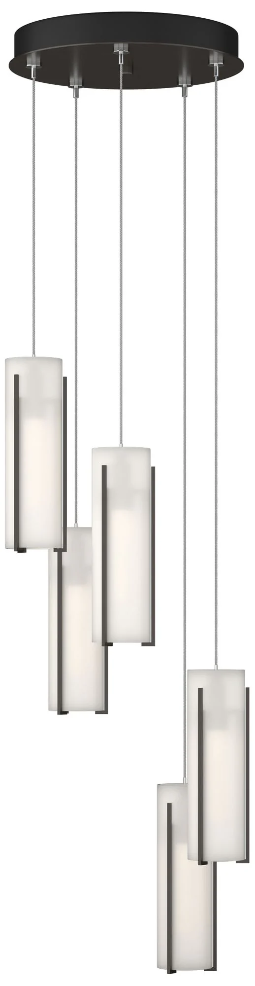 Exos Glass 13.5"W 5-Light Oil Rubbed Bronze Standard Pendant w/ Opal S - Image 1