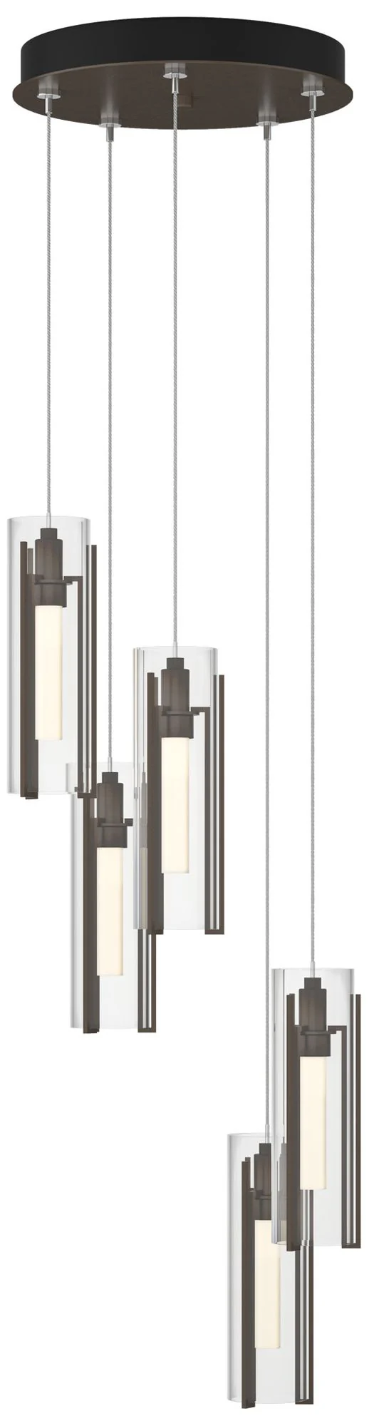 Exos Glass 5-Light 13.5" Wide Bronze Long Pendant With Clear Glass Sha - Image 1