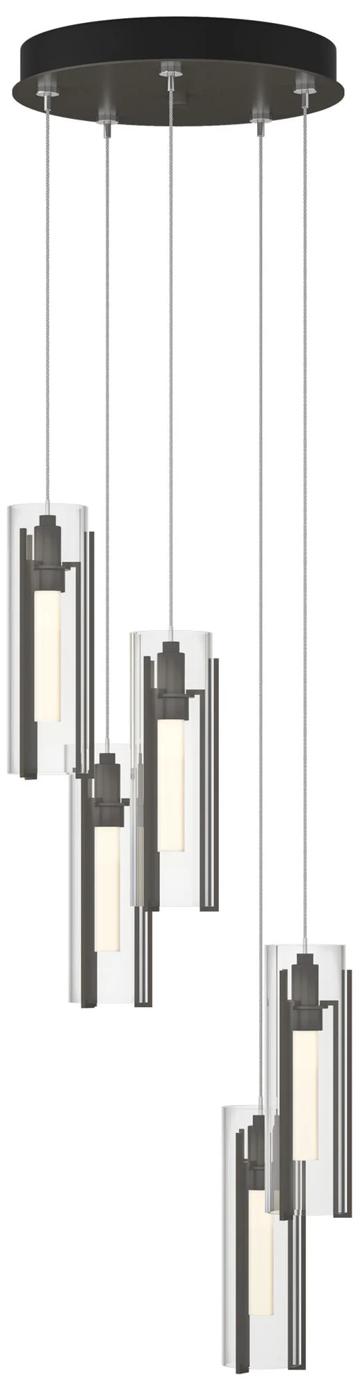 Exos Glass 5-Light 13.5" Wide Dark Smoke Long Pendant w/ Clear Glass S - Image 1