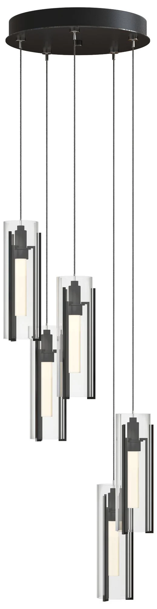 Exos Glass 5-Light 13.5" Wide Ink Long Pendant With Clear Glass Shade - Image 1
