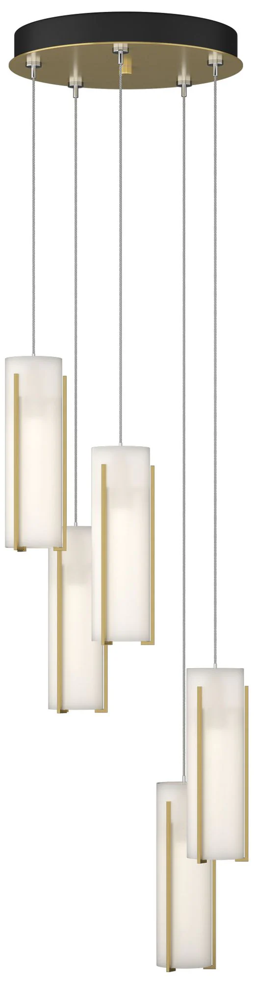 Exos Glass 5-Light 13.5" Wide Modern Brass Long Pendant w/ Opal Glass - Image 1
