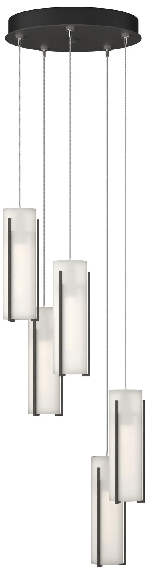 Exos Glass 5-Light 13.5″ Wide Natural Iron Long Pendant w/ Opal Glass