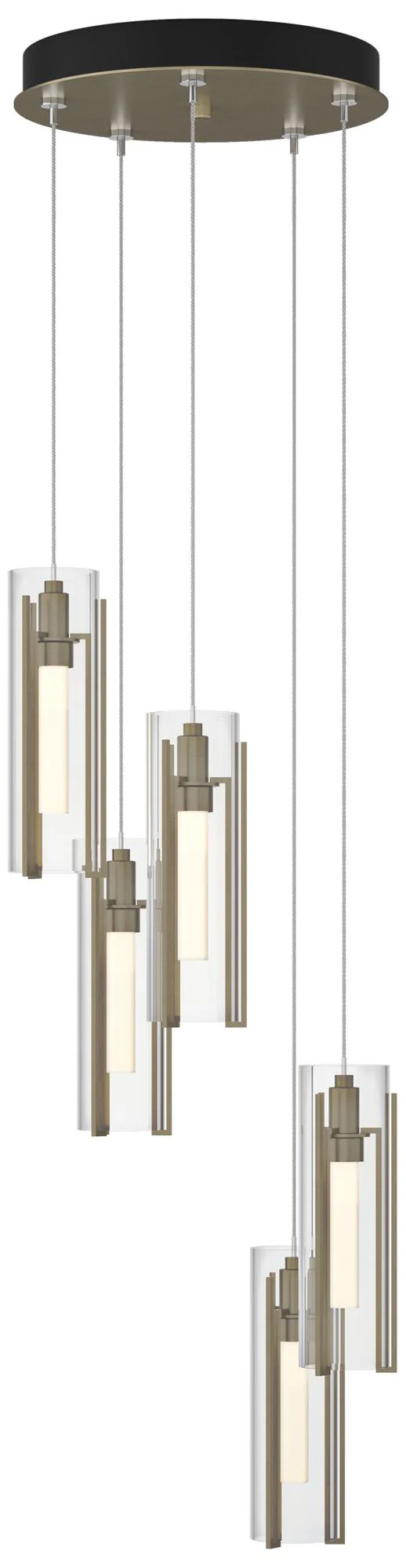 Exos Glass 5-Light 13.5" Wide Soft Gold Long Pendant With Clear Glass - Image 1