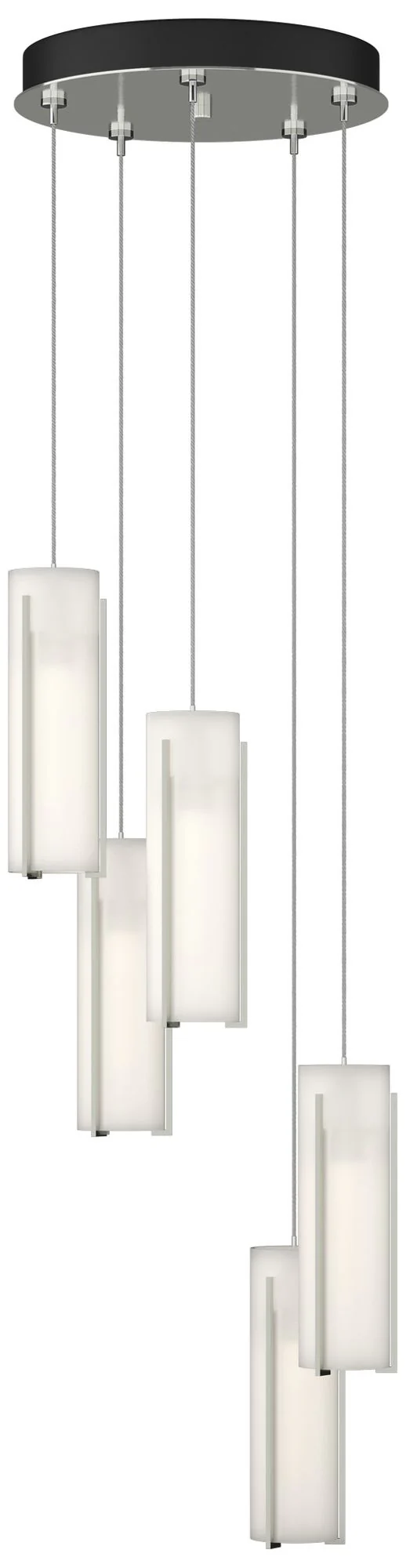 Exos Glass 5-Light 13.5" Wide Sterling Long Pendant With Opal Glass Sh - Image 1