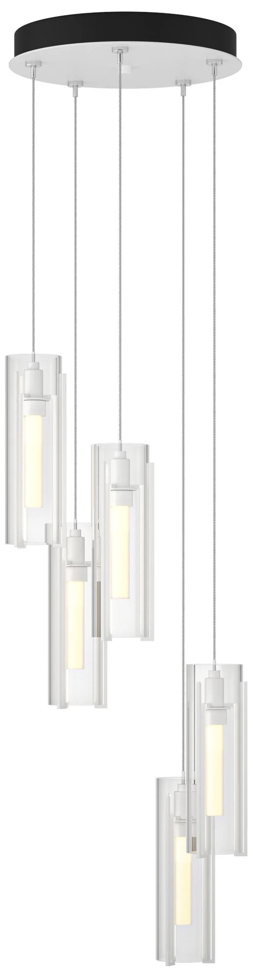 Exos Glass 5-Light 13.5" Wide White Long Pendant With Clear Glass Shad - Image 1