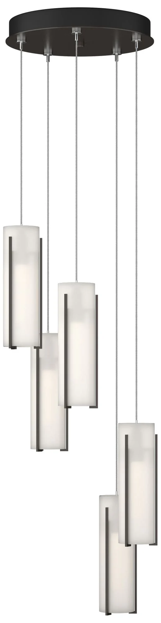 Exos Glass 5-Light 13.5"W Oil Rubbed Bronze Long Pendant w/ Opal Shade - Image 1