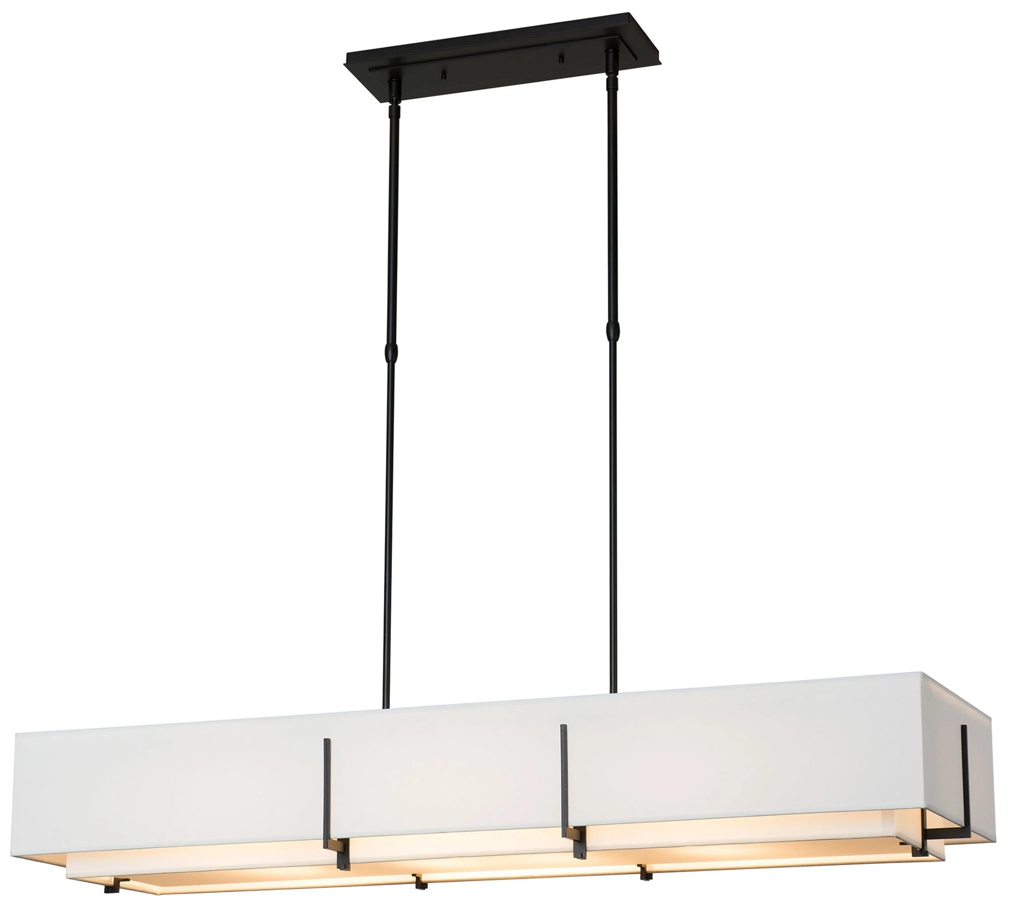 Exos Rectangular Pendant - Black Finish - Natural Shades - Standard Height - Image 1
