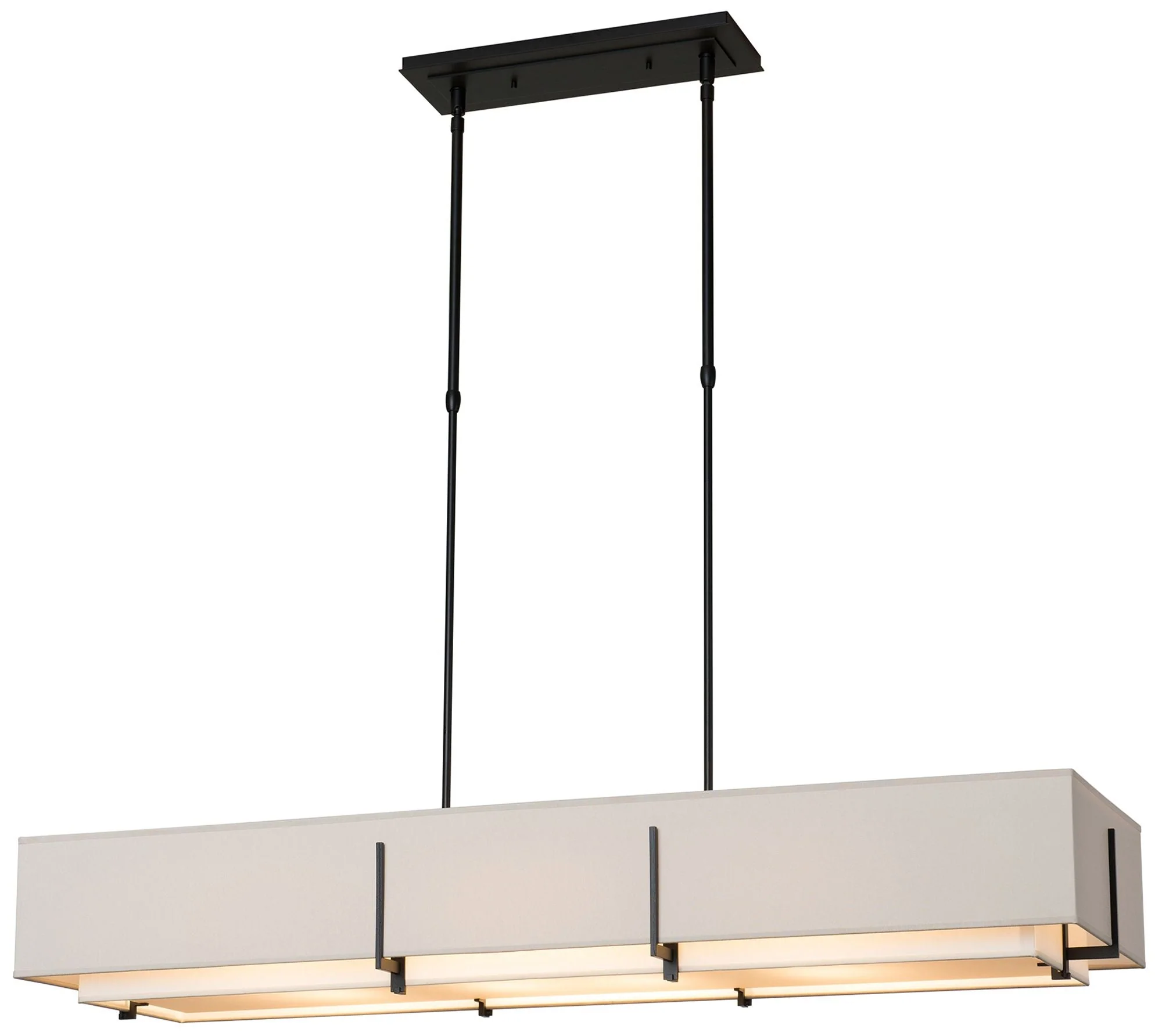 Exos Rectangular Pendant - Black - Natural Shades - Standard Height - Image 1