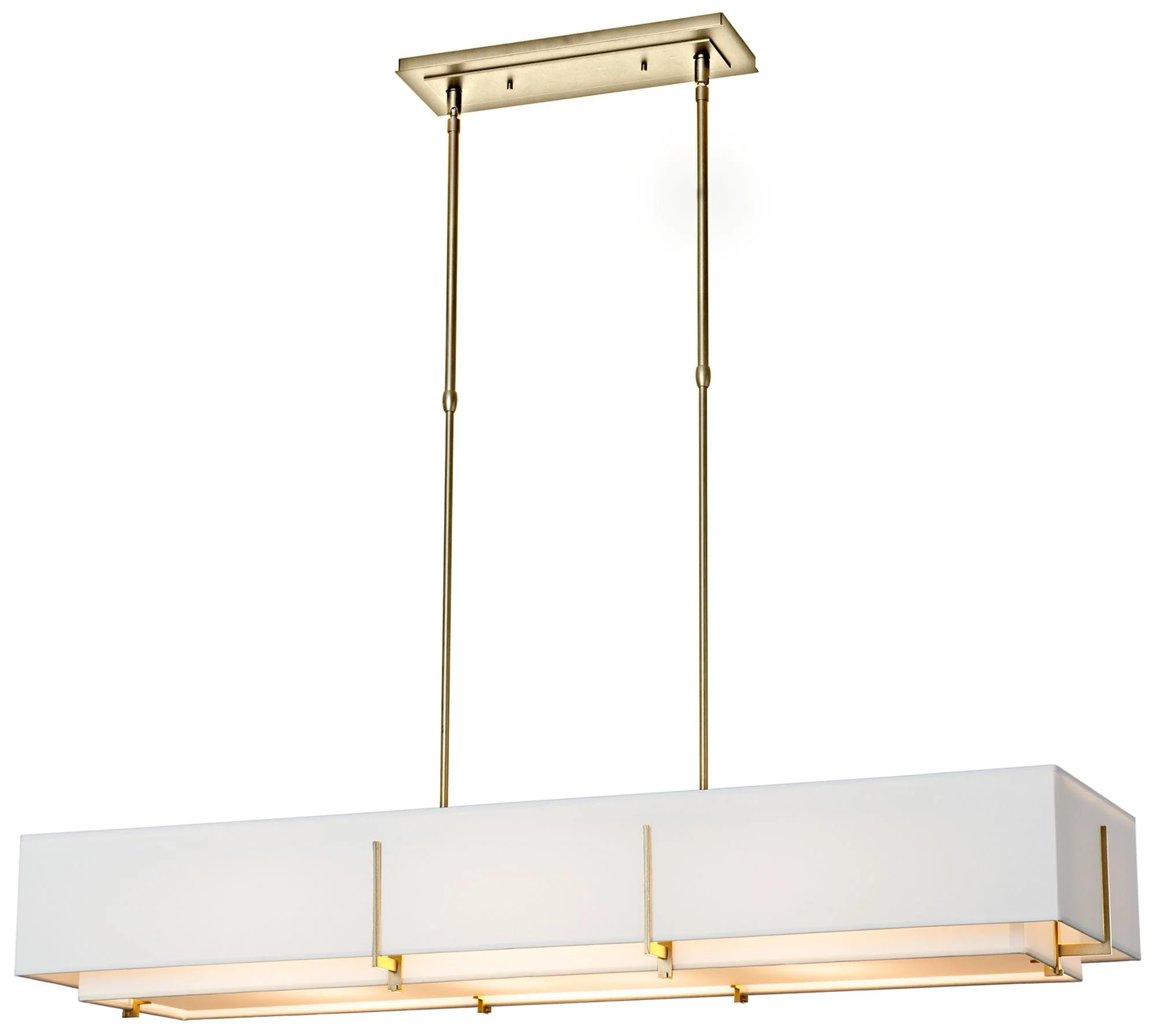 Exos Rectangular Pendant - Brass  - Natural Shades - Standard Height - Image 1