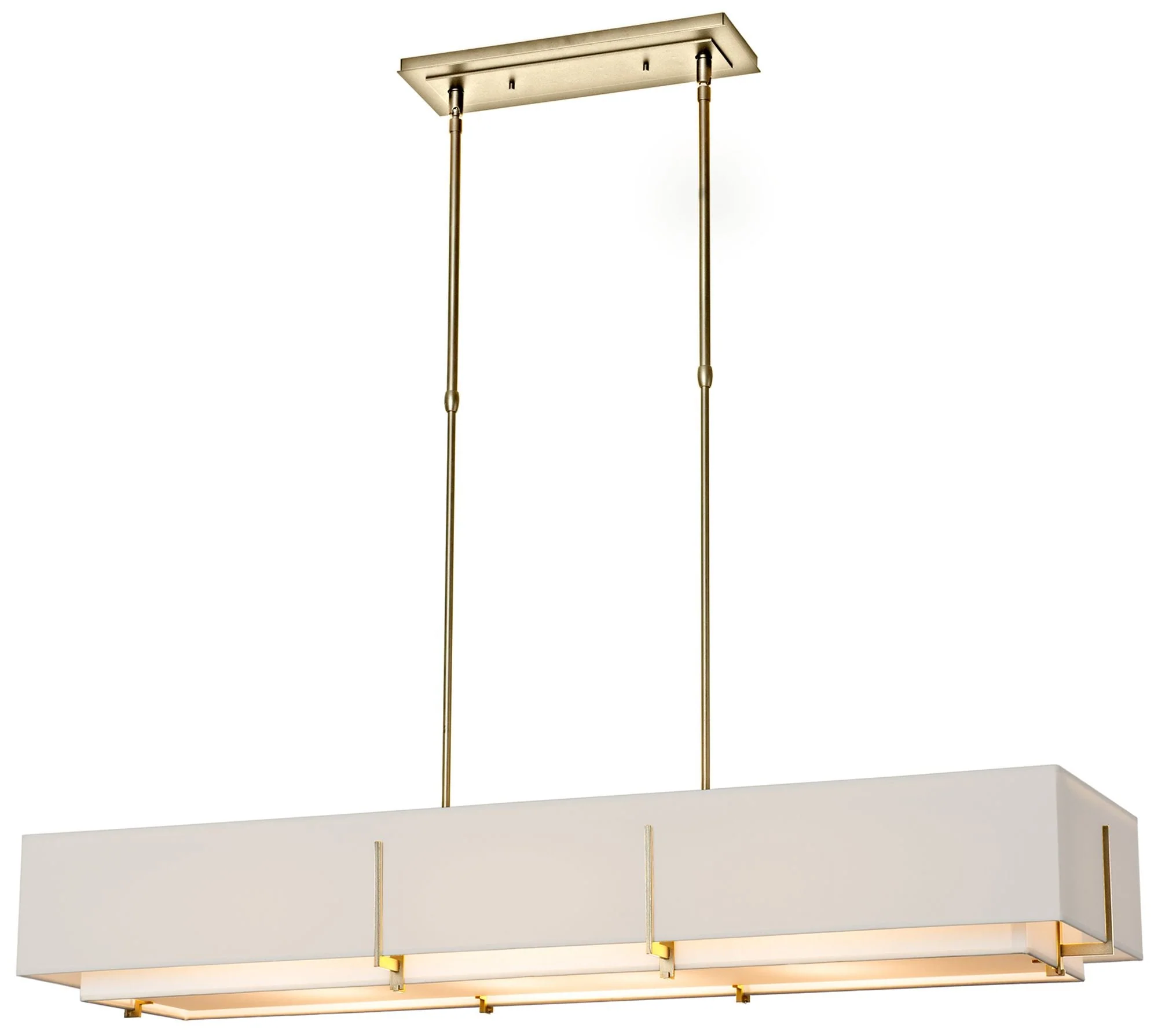 Exos Rectangular Pendant – Brass – Natural Shades – Standard Height