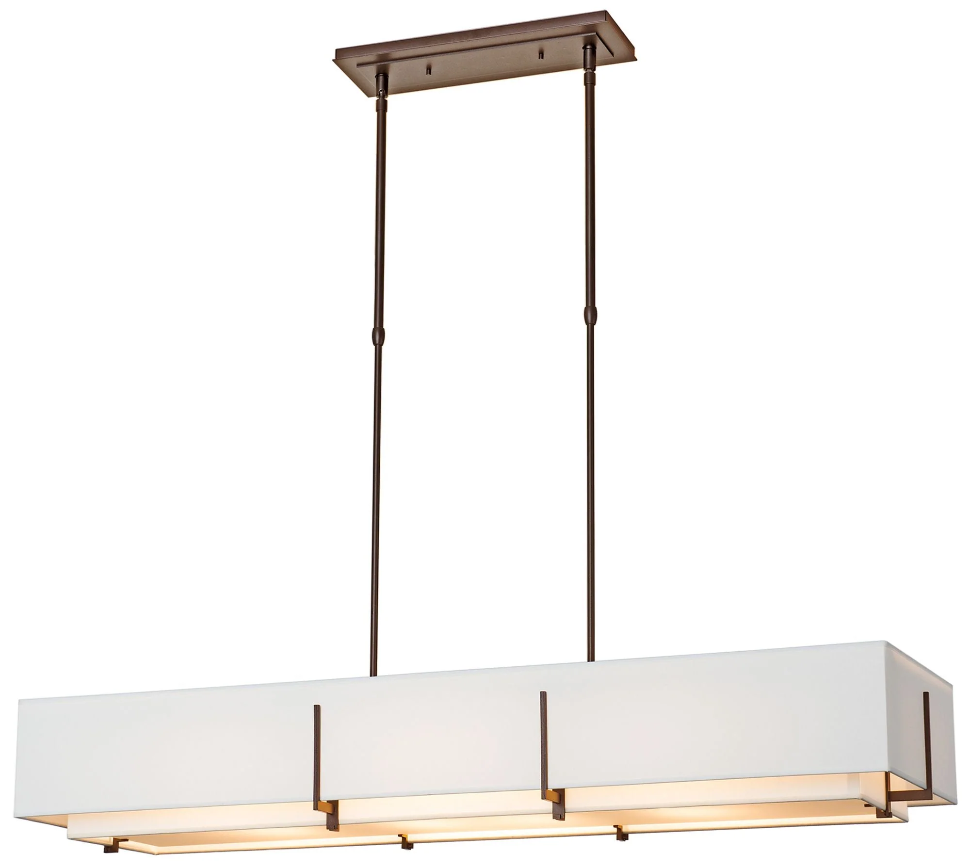 Exos Rectangular Pendant - Bronze Finish - Natural Shades - Standard Height - Image 1