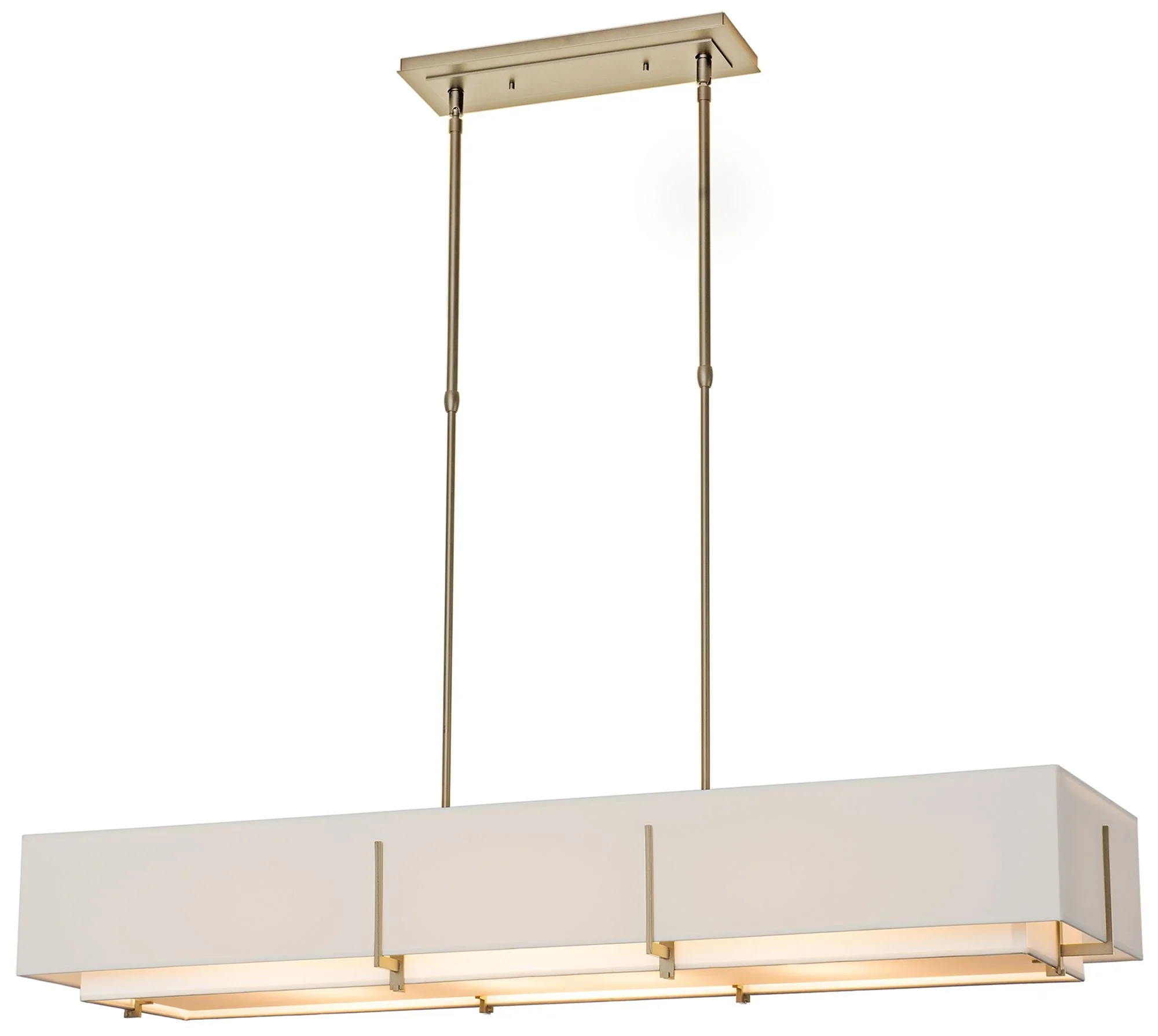 Exos Rectangular Pendant - Gold - Natural & Flax Shades - Standard Heig - Image 1