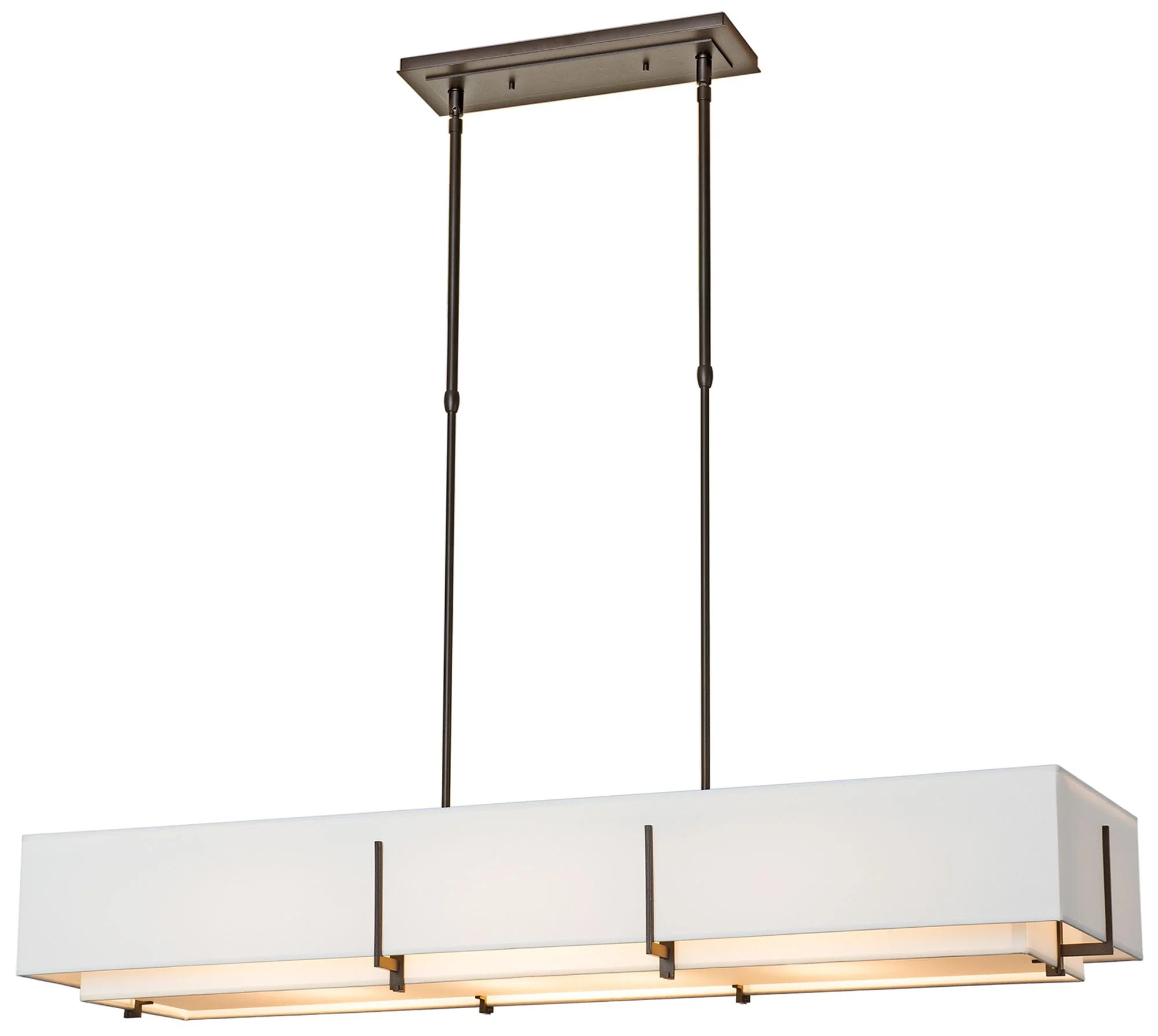 Exos Rectangular Pendant - Smoke Finish - Natural Shades - Standard Height - Image 1