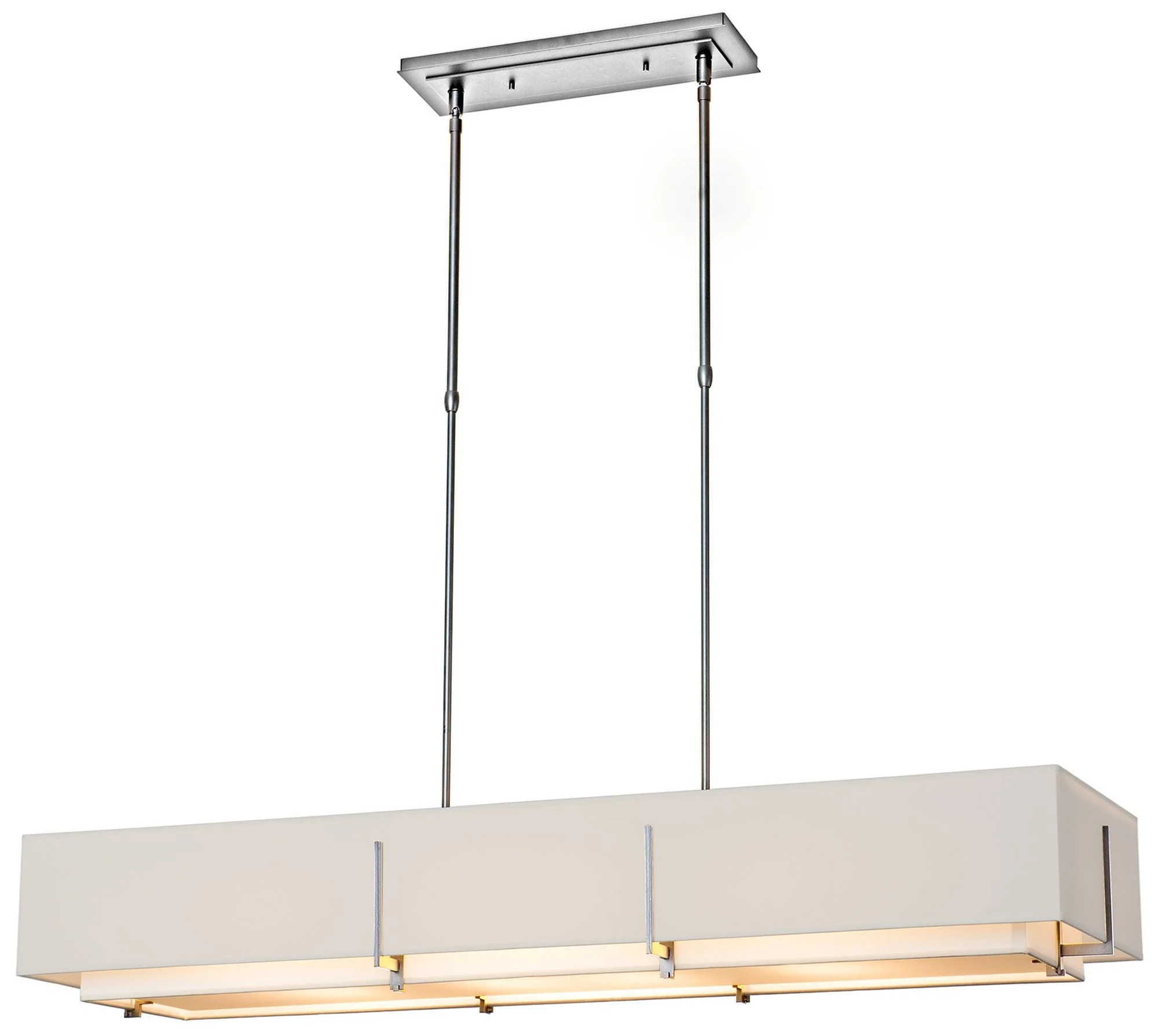 Exos Rectangular Pendant - Sterling - Natural & Flax Shades - Standard - Image 1