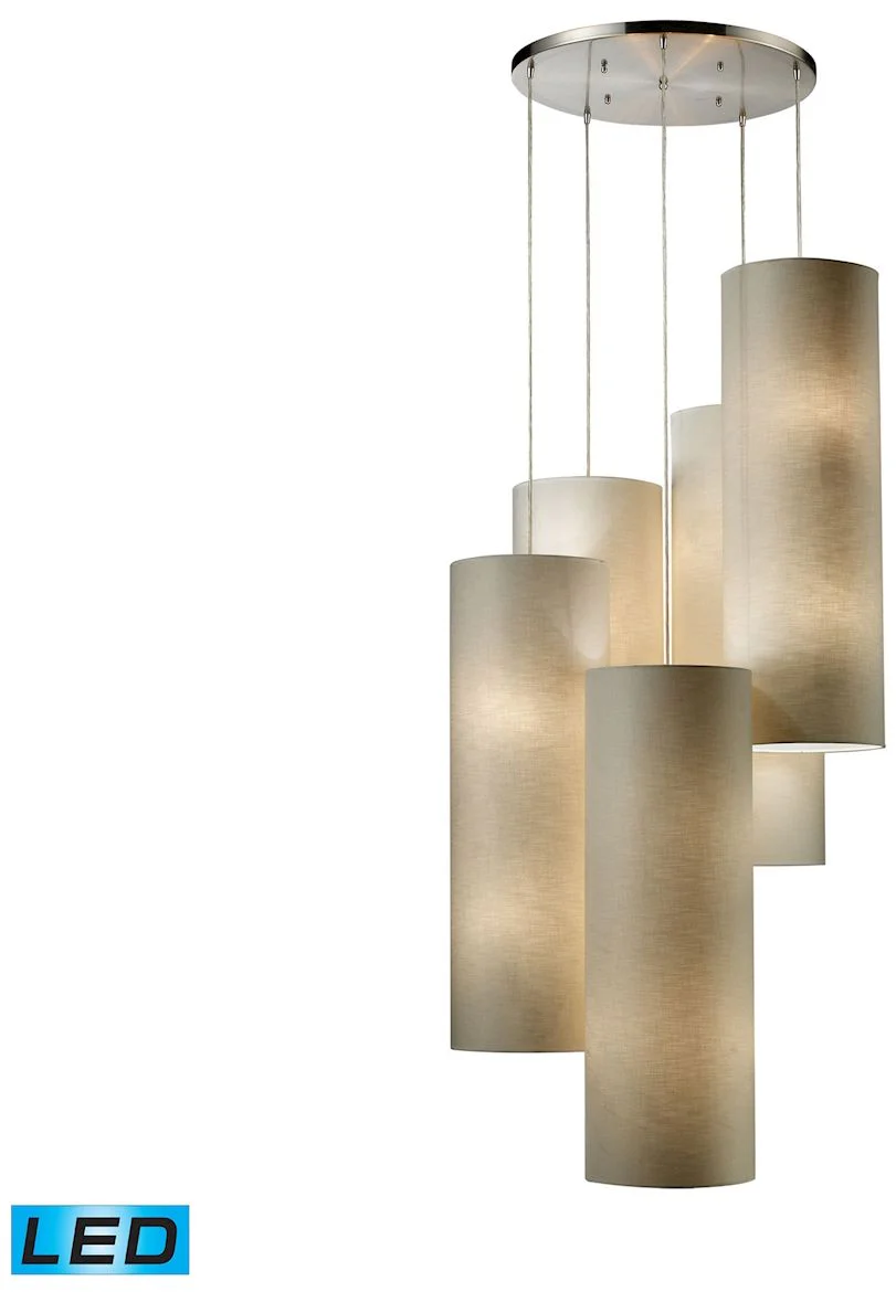 Fabric Cylinders 33" Wide 20-Light Pendant - Satin Nickel (LED) - Image 1