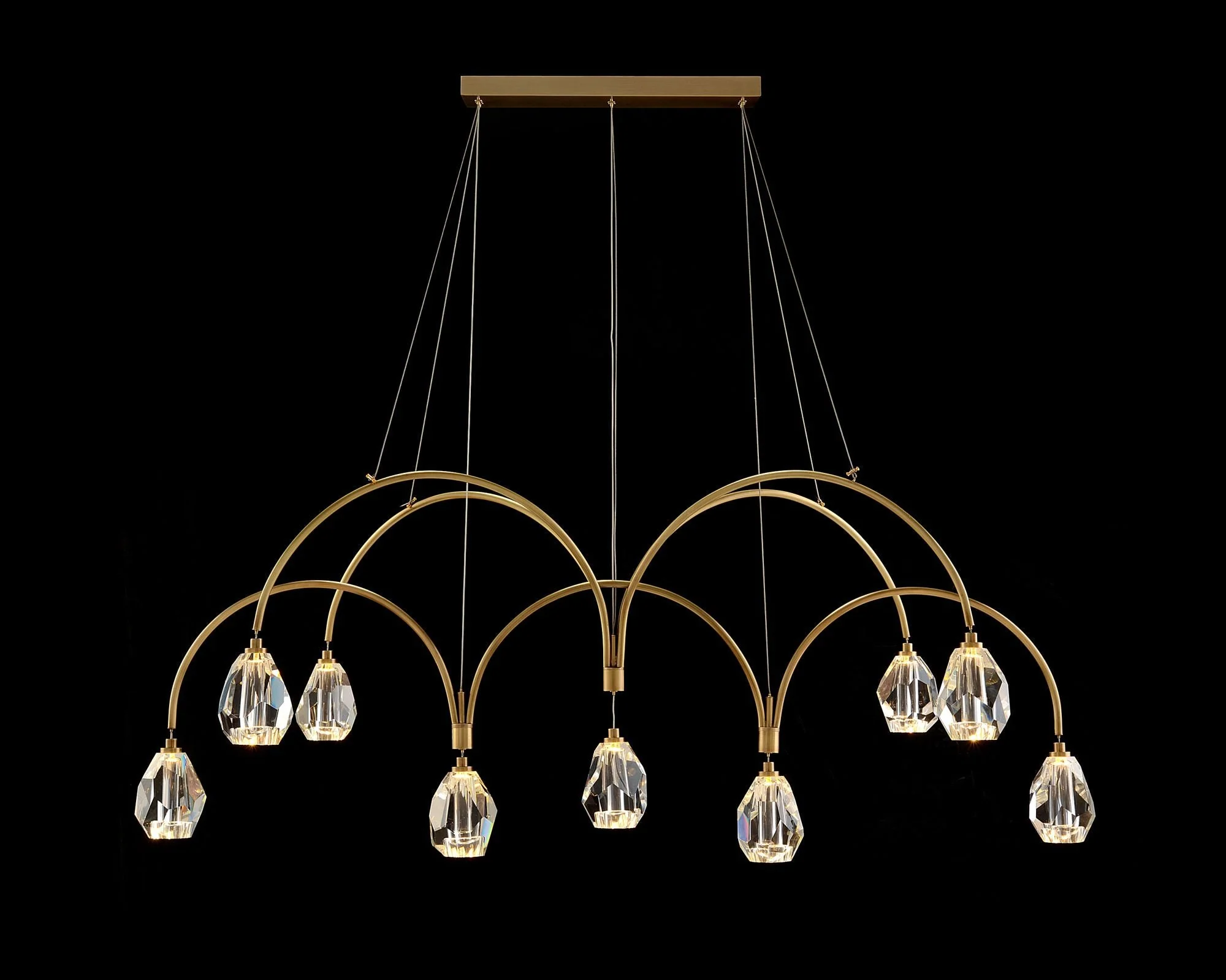 Faceted Cut Crystal 75" Wide Brass 12-Light LED Chandelier - Image 1