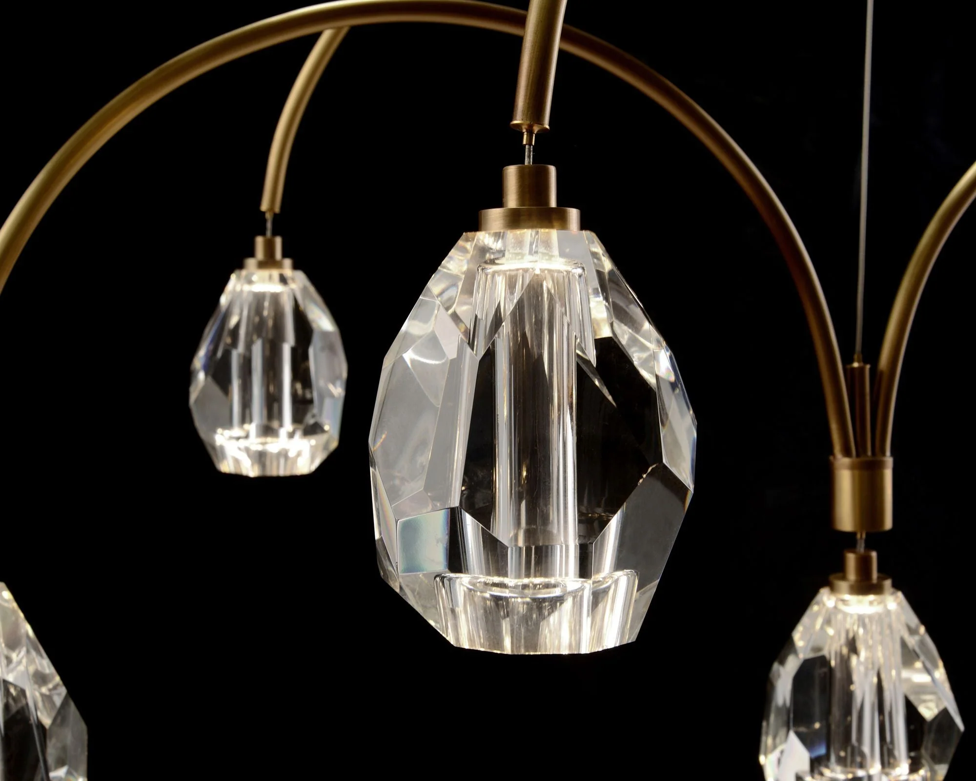 Faceted Cut Crystal 62" Wide Brass 9-Light LED Chandelier - Image 2