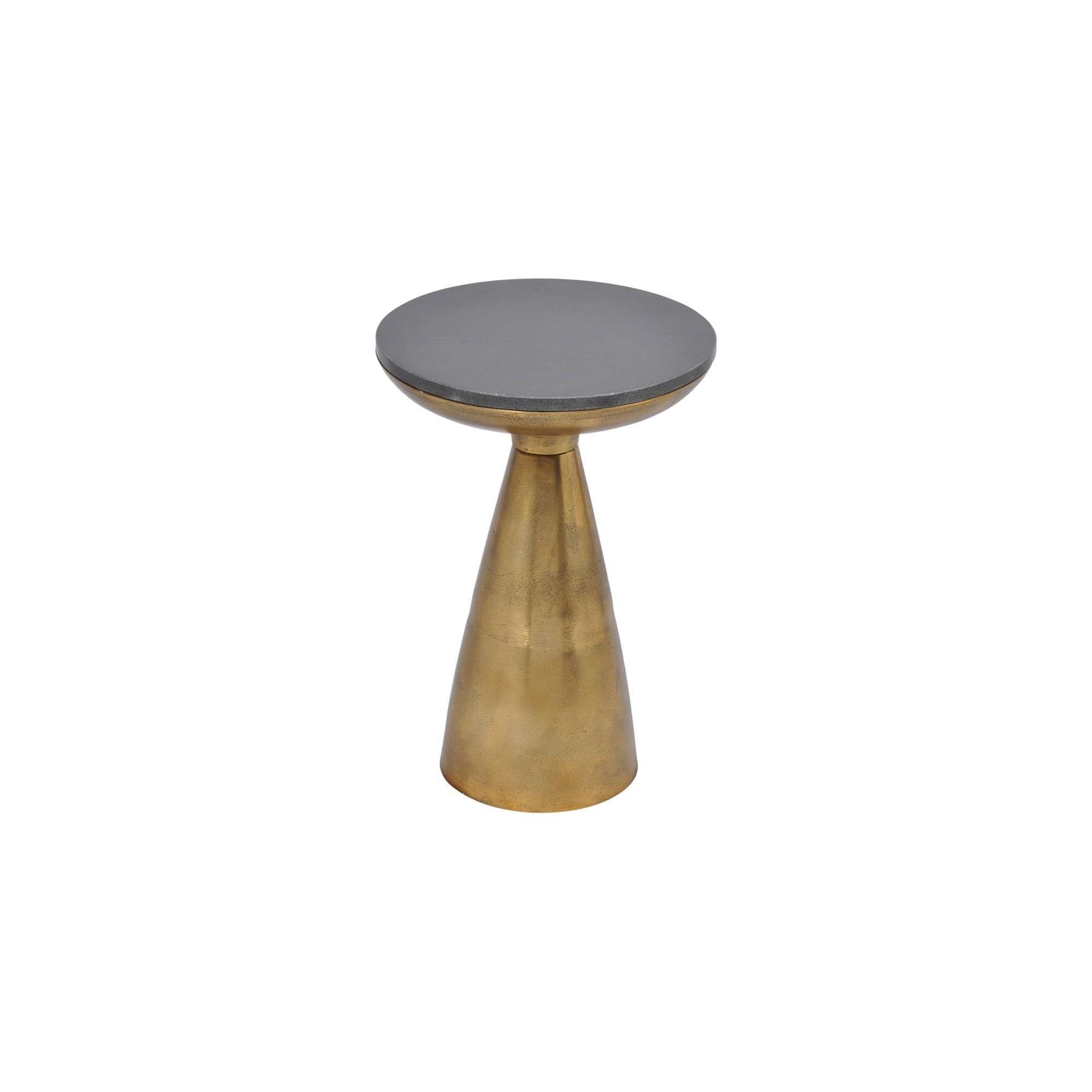 Moe's Home Collection Font Black Granite Top Brass Side Table - Image 1