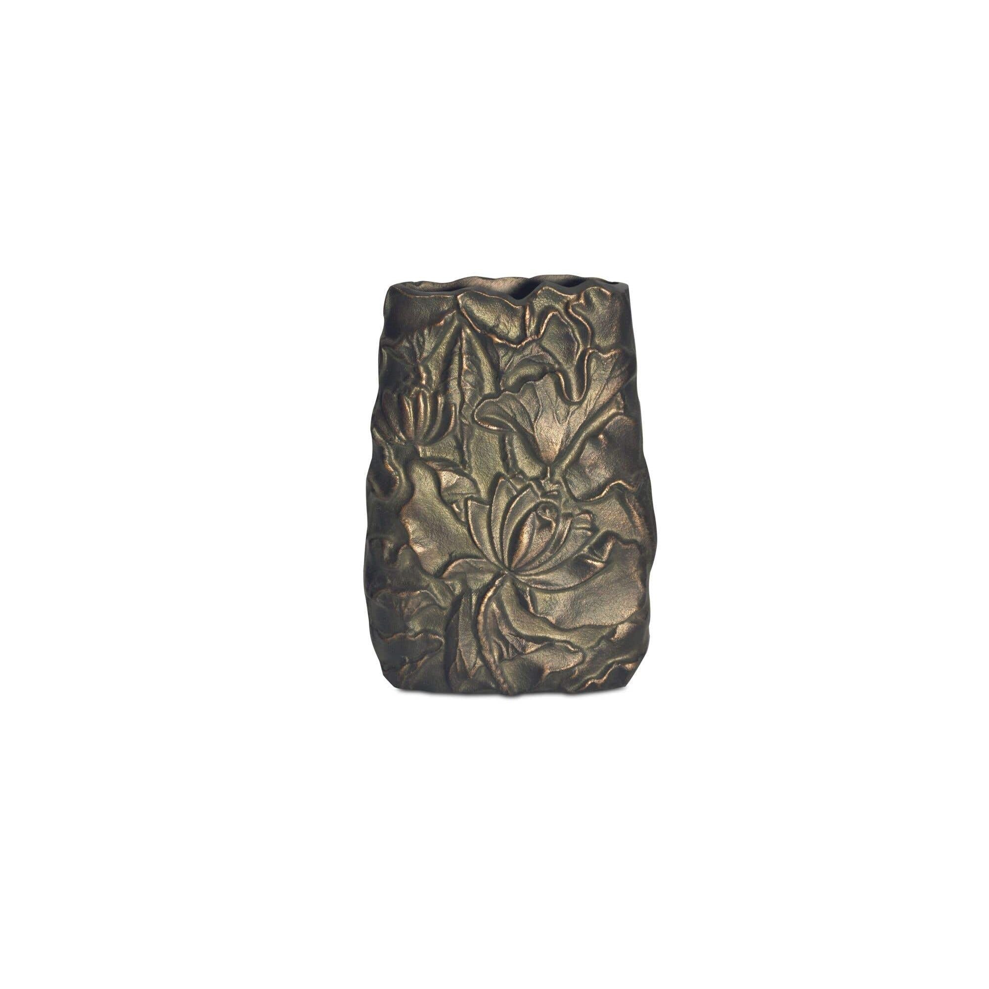 Moe's Home Sabine Cast Aluminum Vase Antique Brass - Image 1