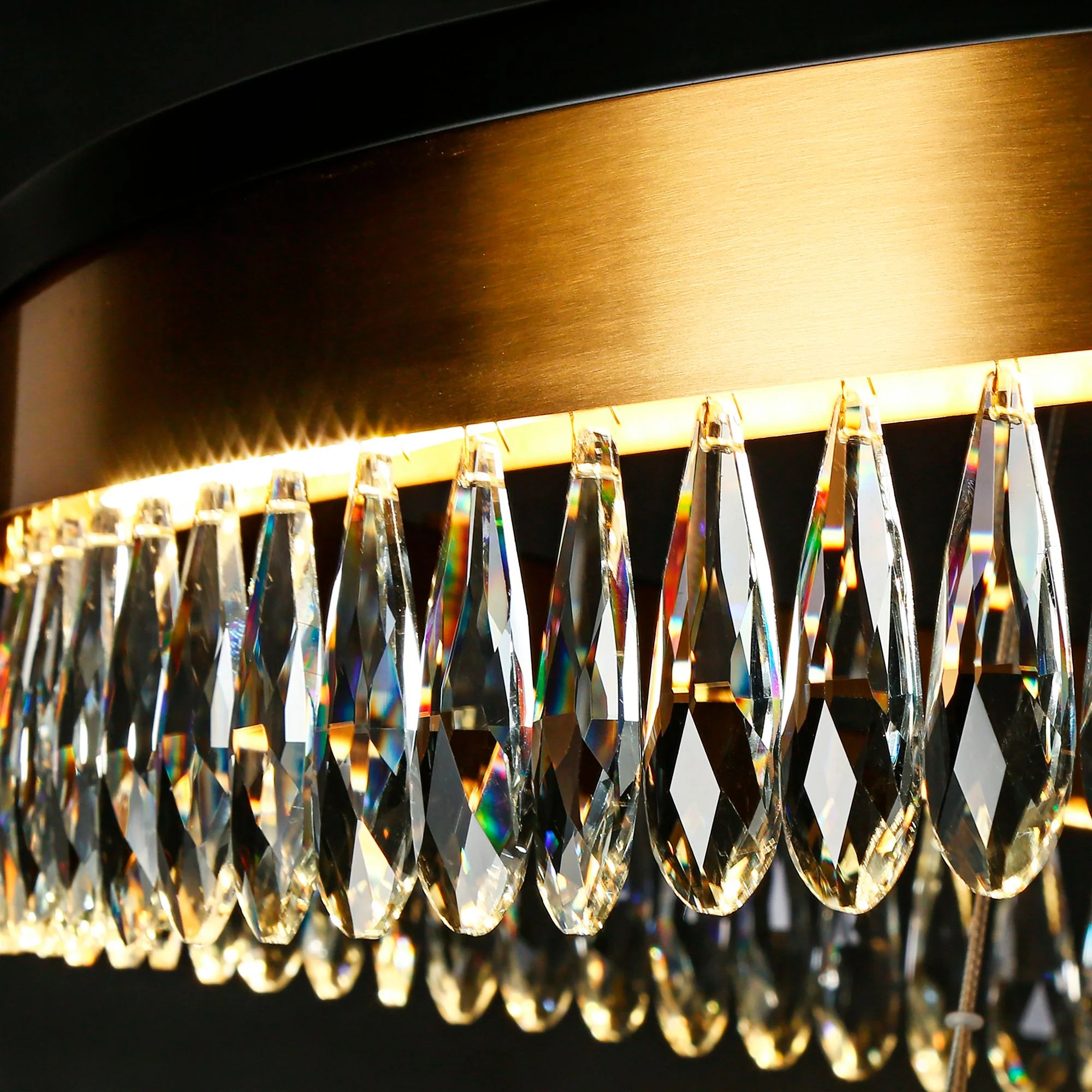 Flamgo 2-Light Gold Black 2-Tier Crystal LED Chandelier - Image 3