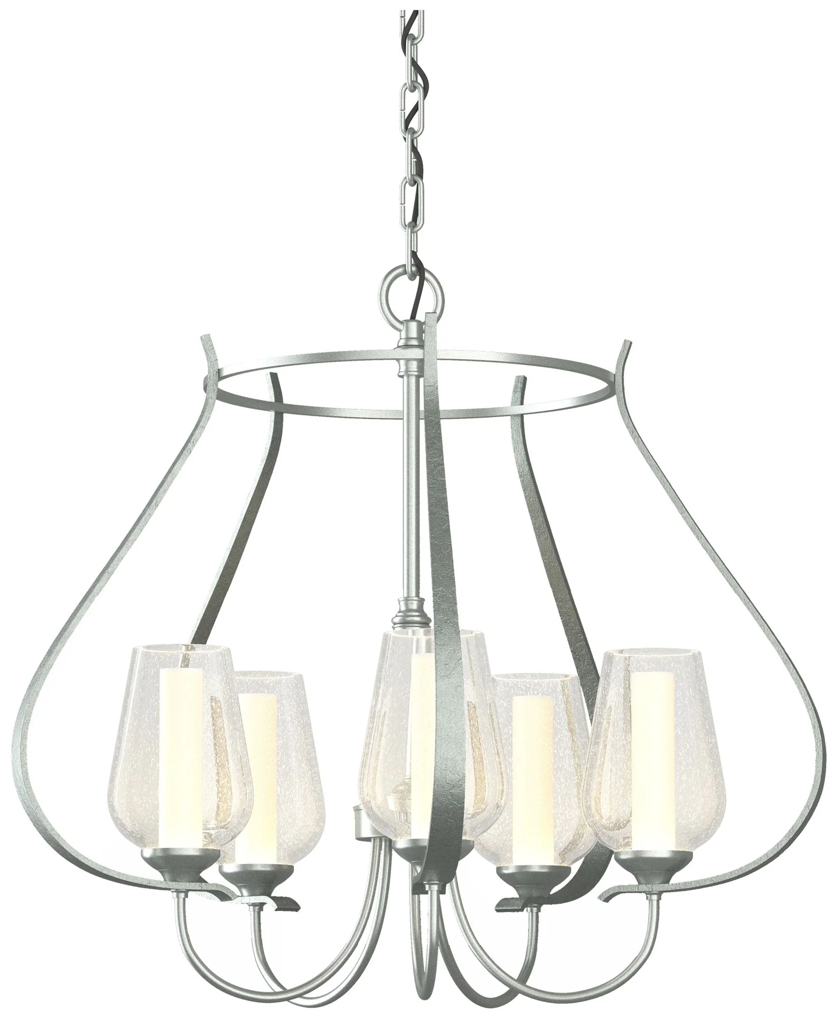 Flora 22.2" W 5 Arm Vintage Platinum Chandelier With Opal and Seeded G - Image 1