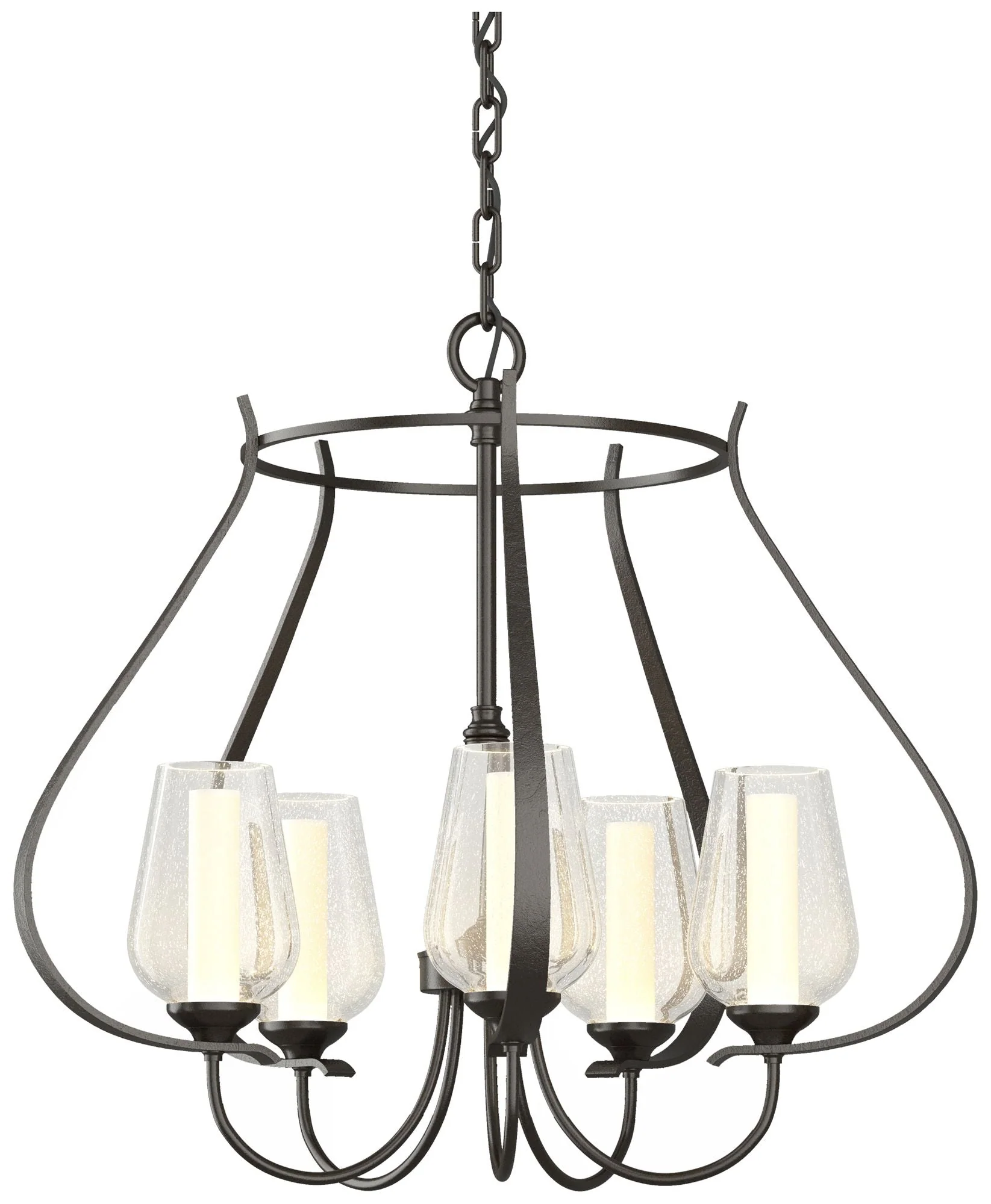 Flora 22.2"W 5 Arm Oil Rubbed Bronze Chandelier With Opal and Seeded G - Image 1