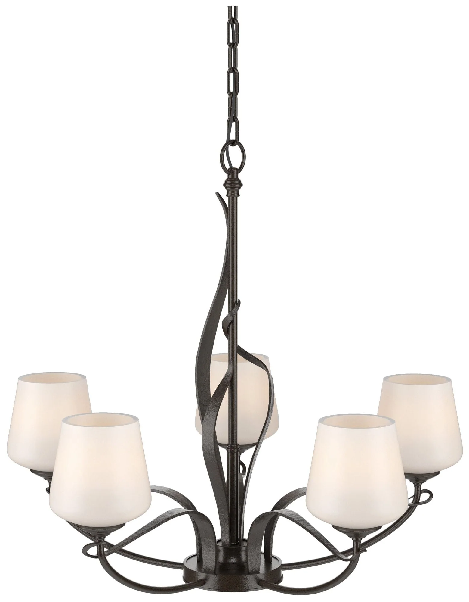 Flora Oil Rubbed Bronze 5 Arm Chandelier With Opal Glass - Image 1