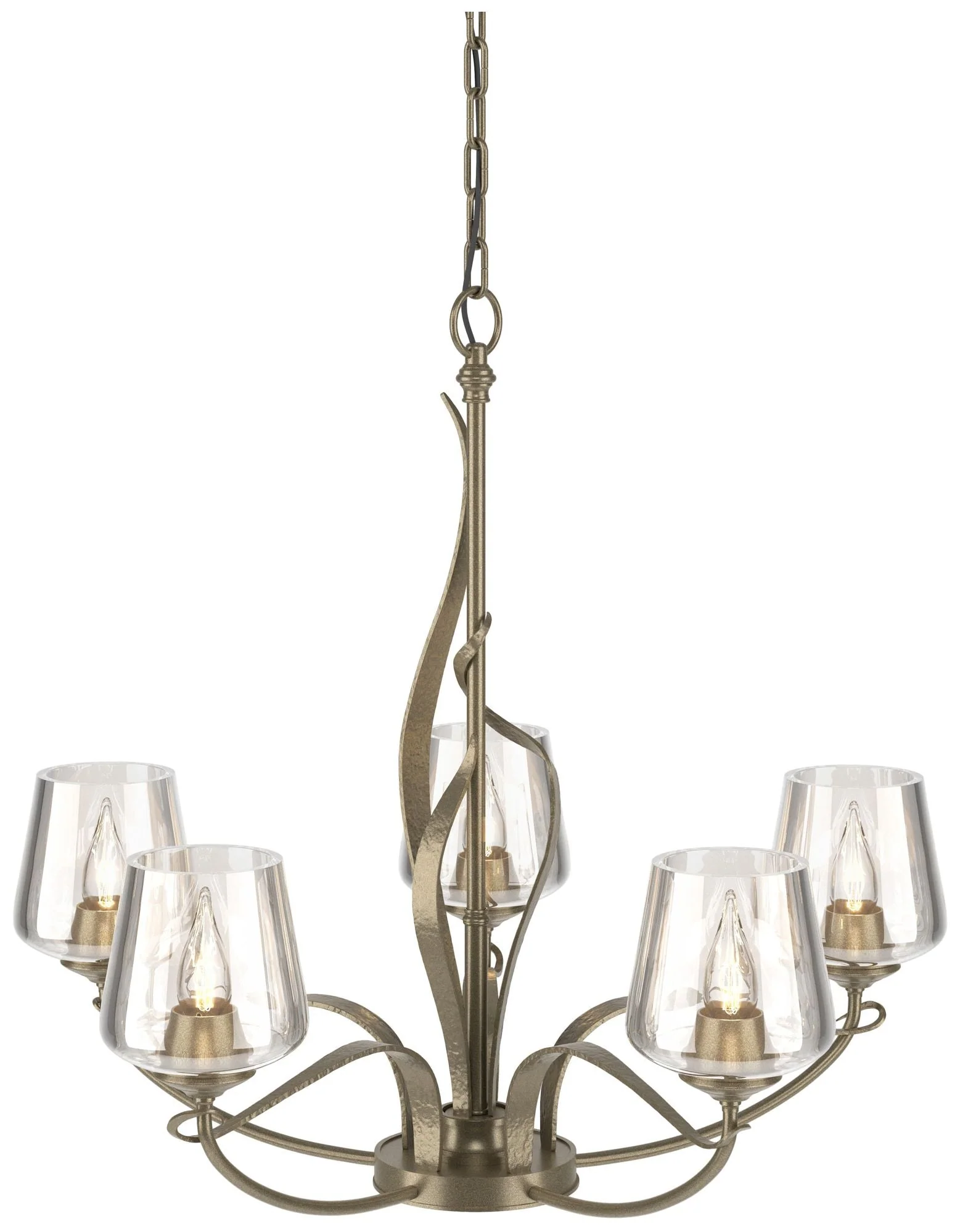 Flora Soft Gold 5 Arm Chandelier With Clear Glass - Image 1