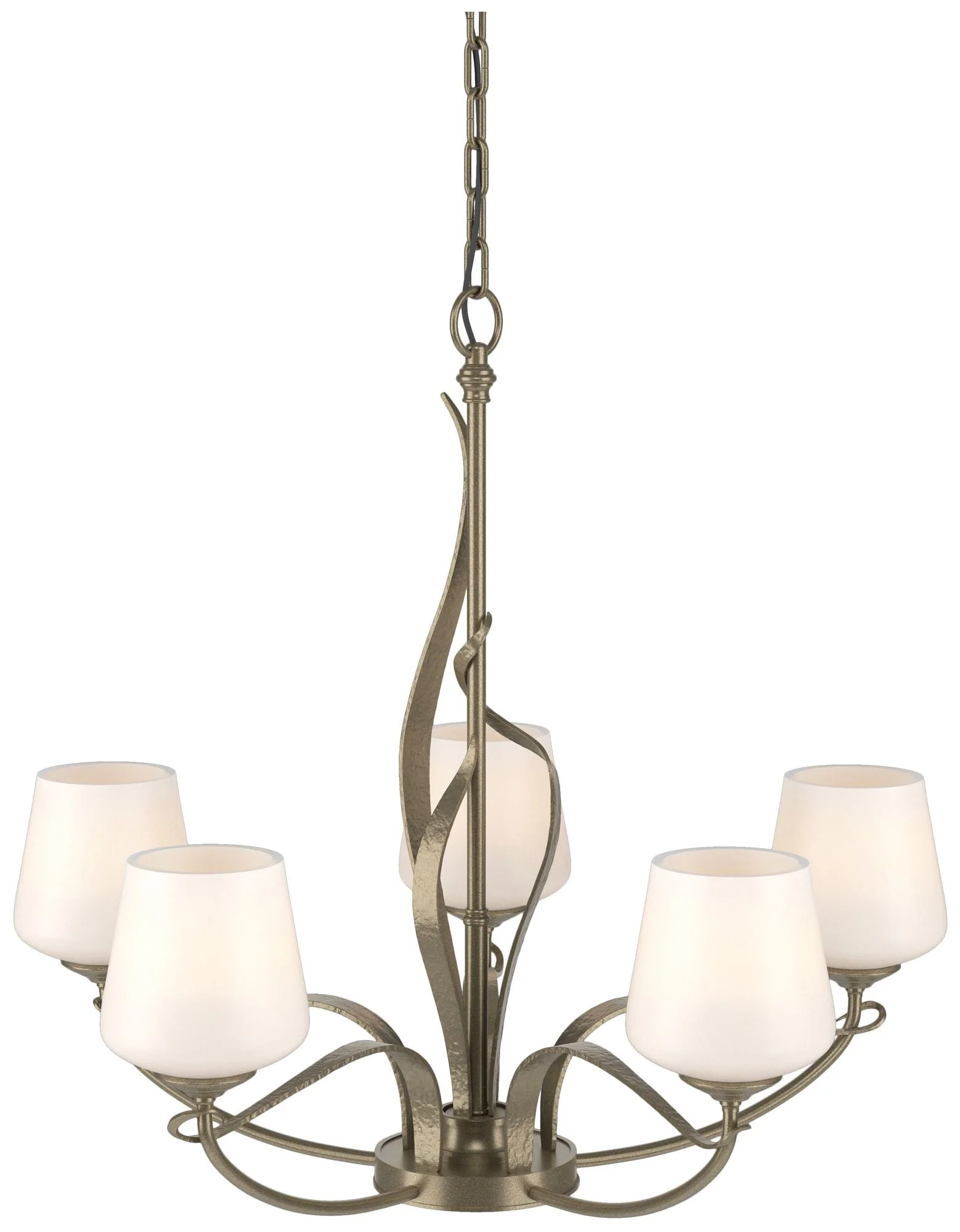 Flora Soft Gold 5 Arm Chandelier With Opal Glass - Image 1
