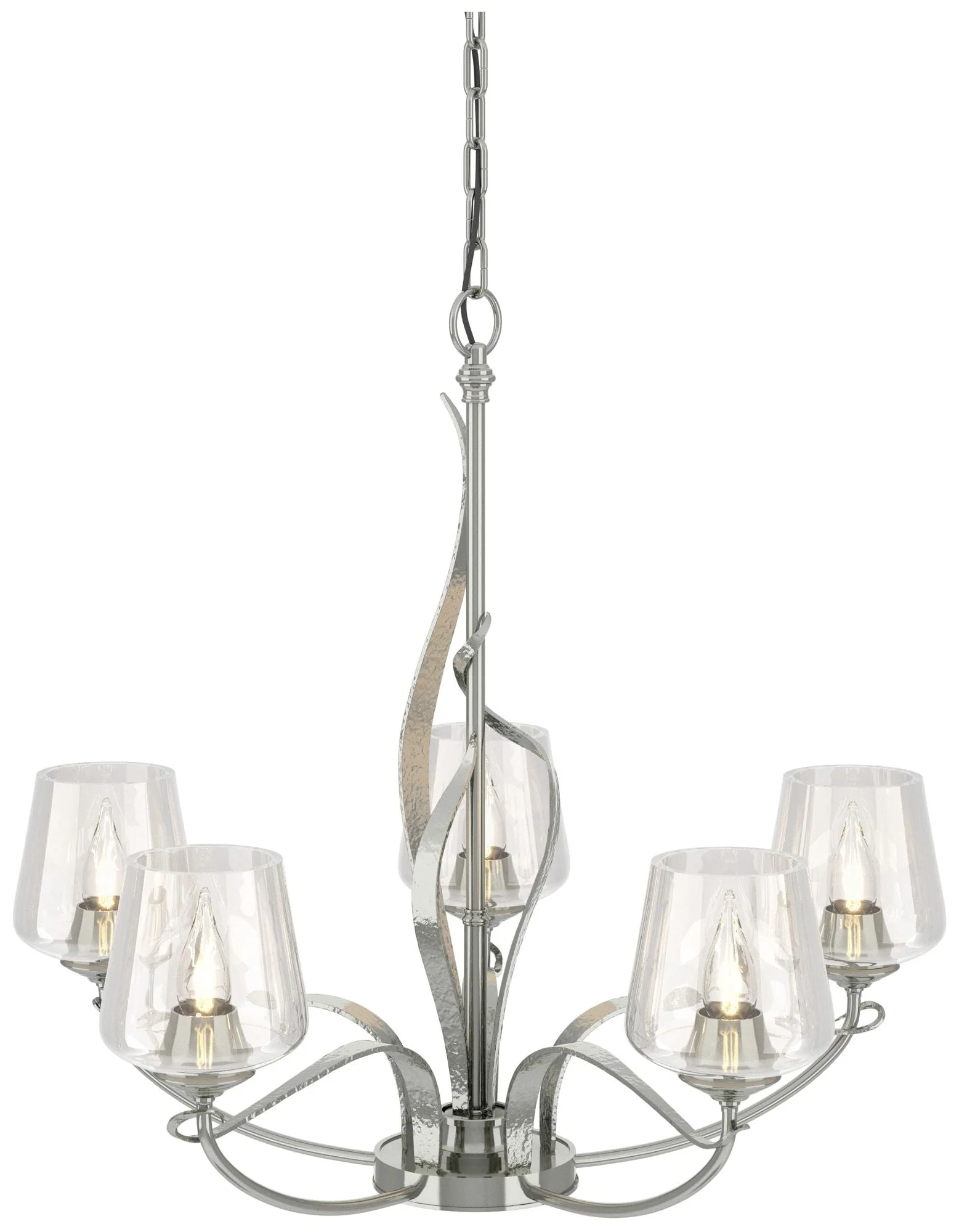 Flora Sterling 5 Arm Chandelier With Clear Glass - Image 1