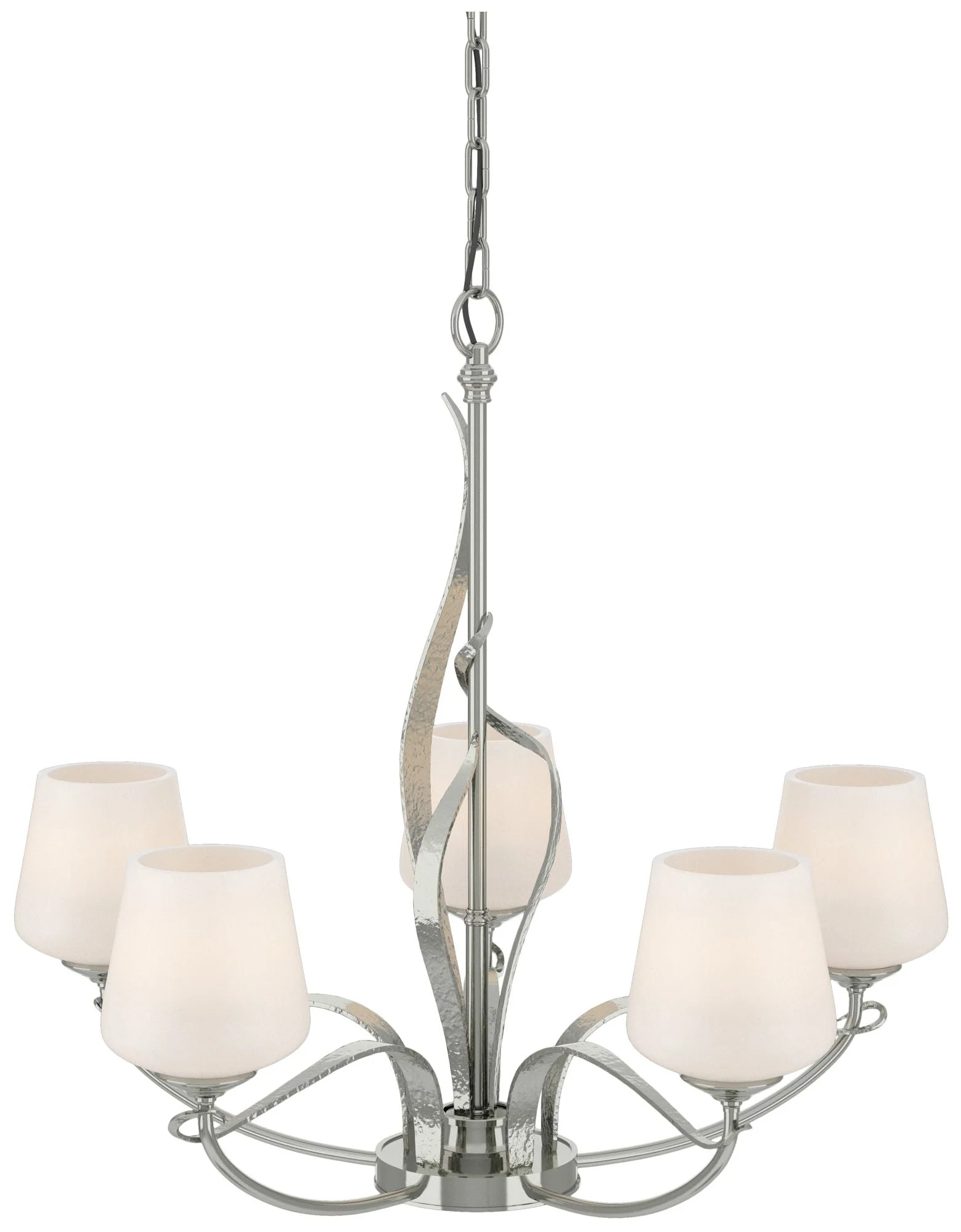 Flora Sterling 5 Arm Chandelier With Opal Glass - Image 1