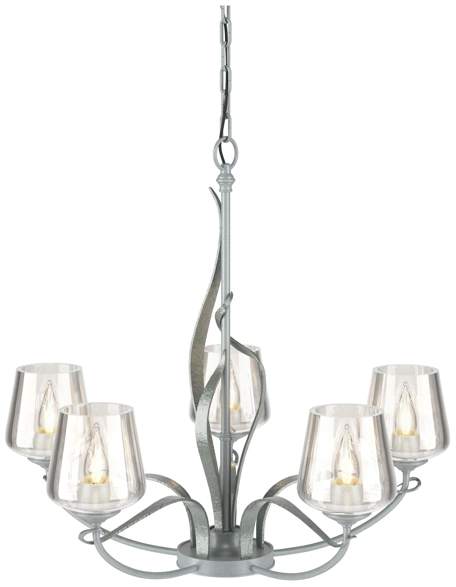 Flora Vintage Platinum 5 Arm Chandelier With Clear Glass - Image 1