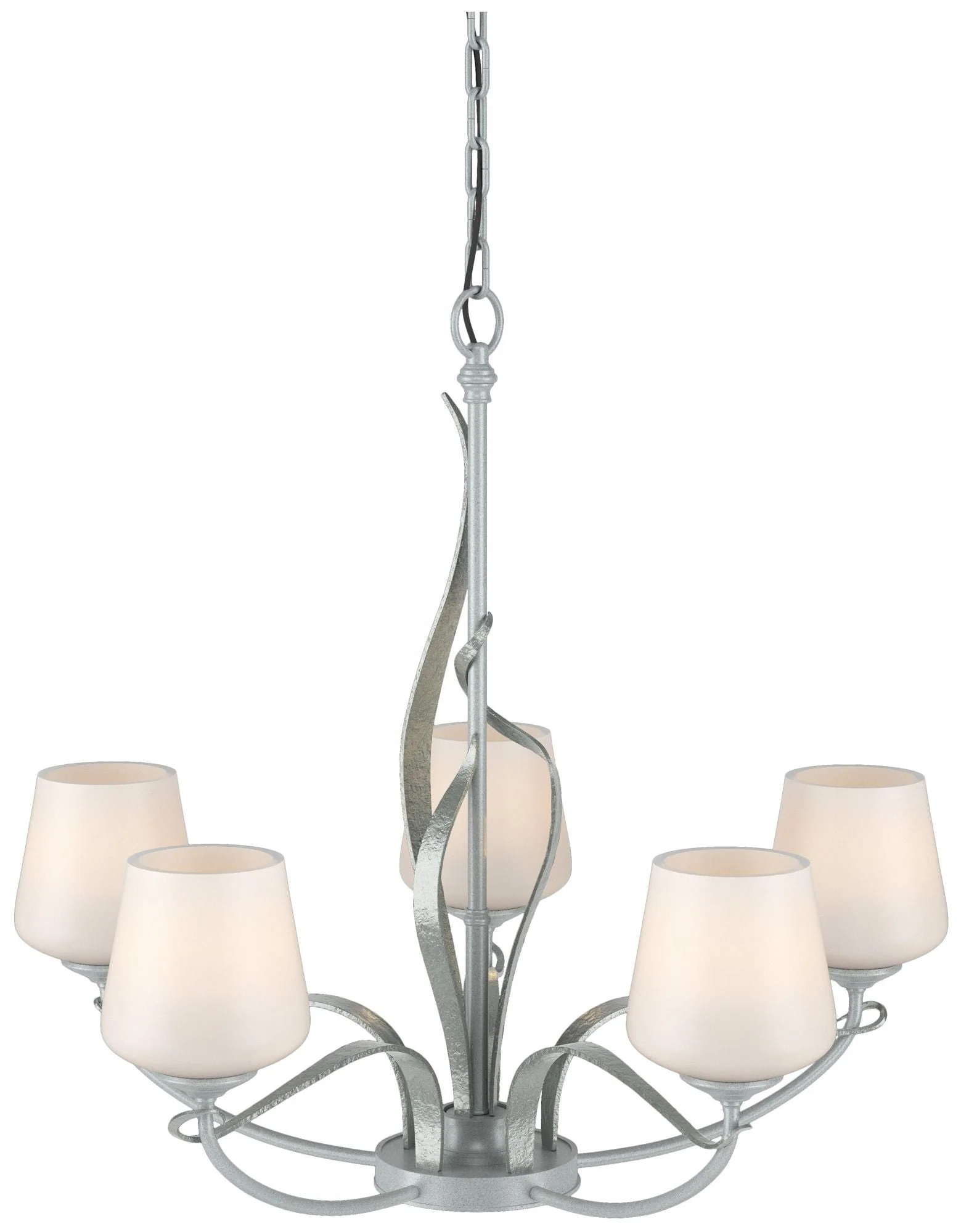 Flora Vintage Platinum 5 Arm Chandelier With Opal Glass - Image 1