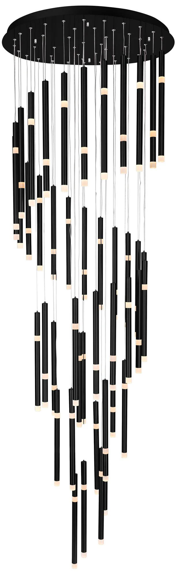 Flute 54 Light LED Chandelier With Black Finish - Image 1