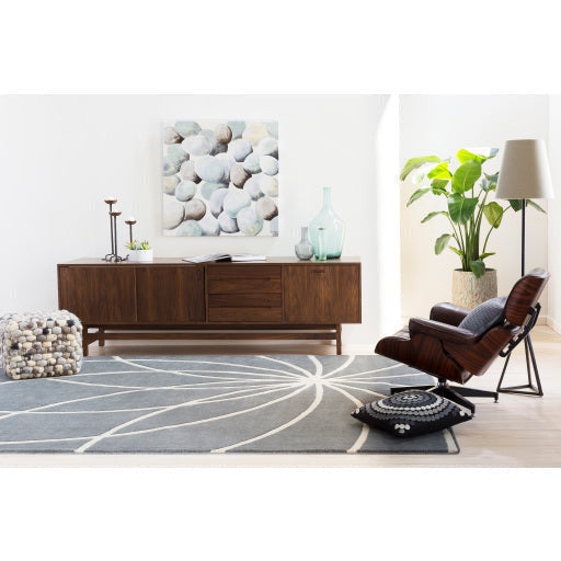 Surya Summit Modern Rustic Brown, Tan, Beige & Charcoal Wool Pouf Ottoman POUF-14 - Image 1