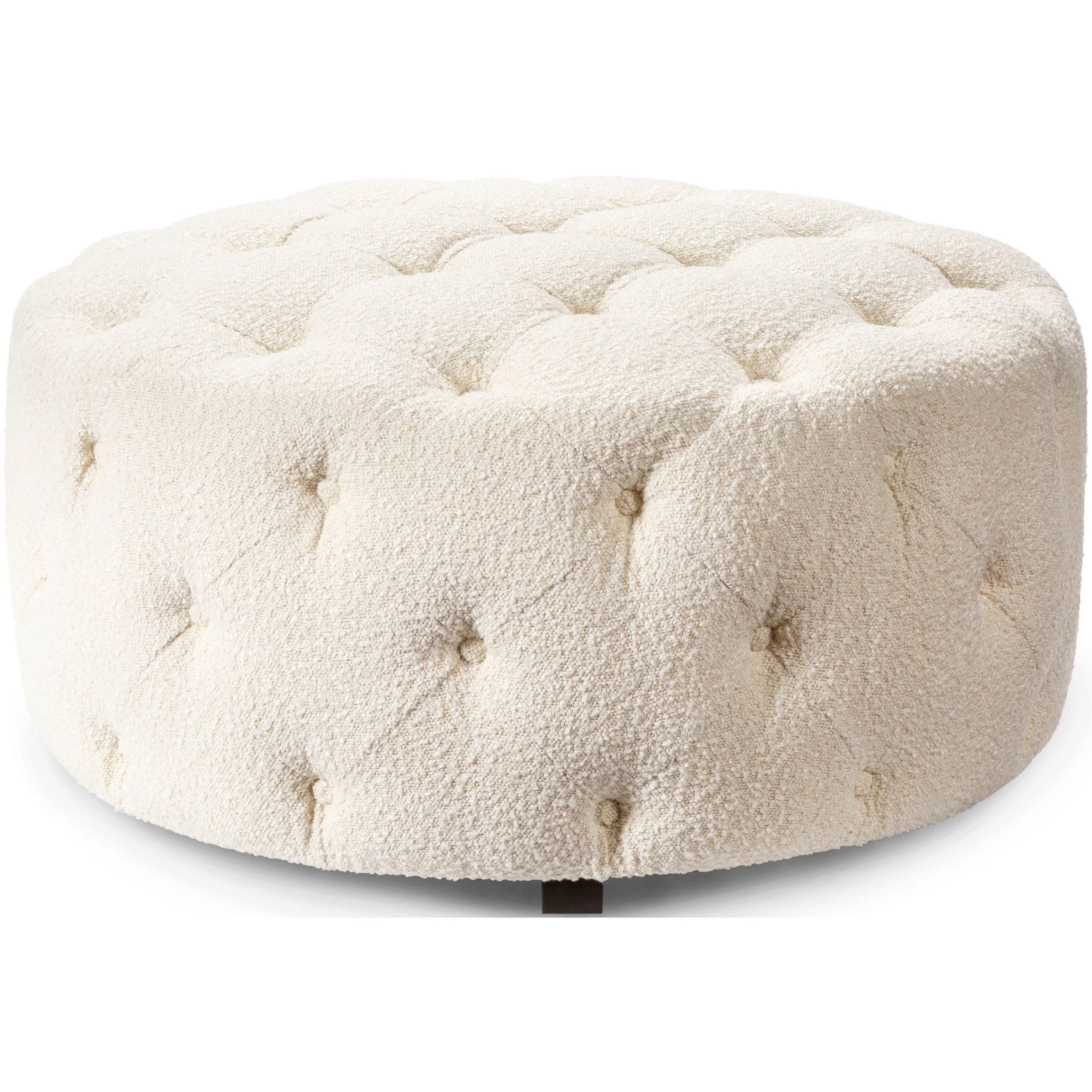 Surya Round Tufted Ottoman | Ferrand Modern Cream Boucle FRD-002