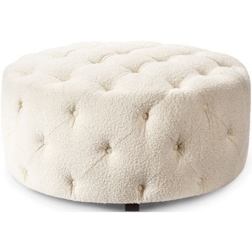 Surya Round Tufted Ottoman | Ferrand Modern Cream Boucle FRD-002 - Image 2