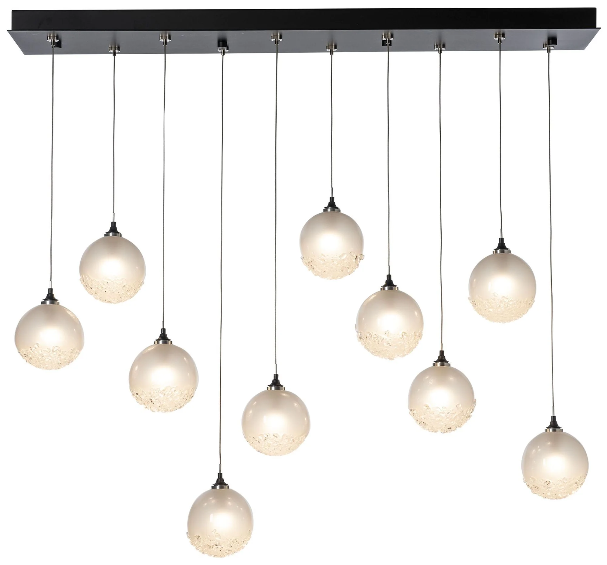 Fritz 9.4" Wide 10-Light Black Globe Pendant With Frosted Glass - Image 1