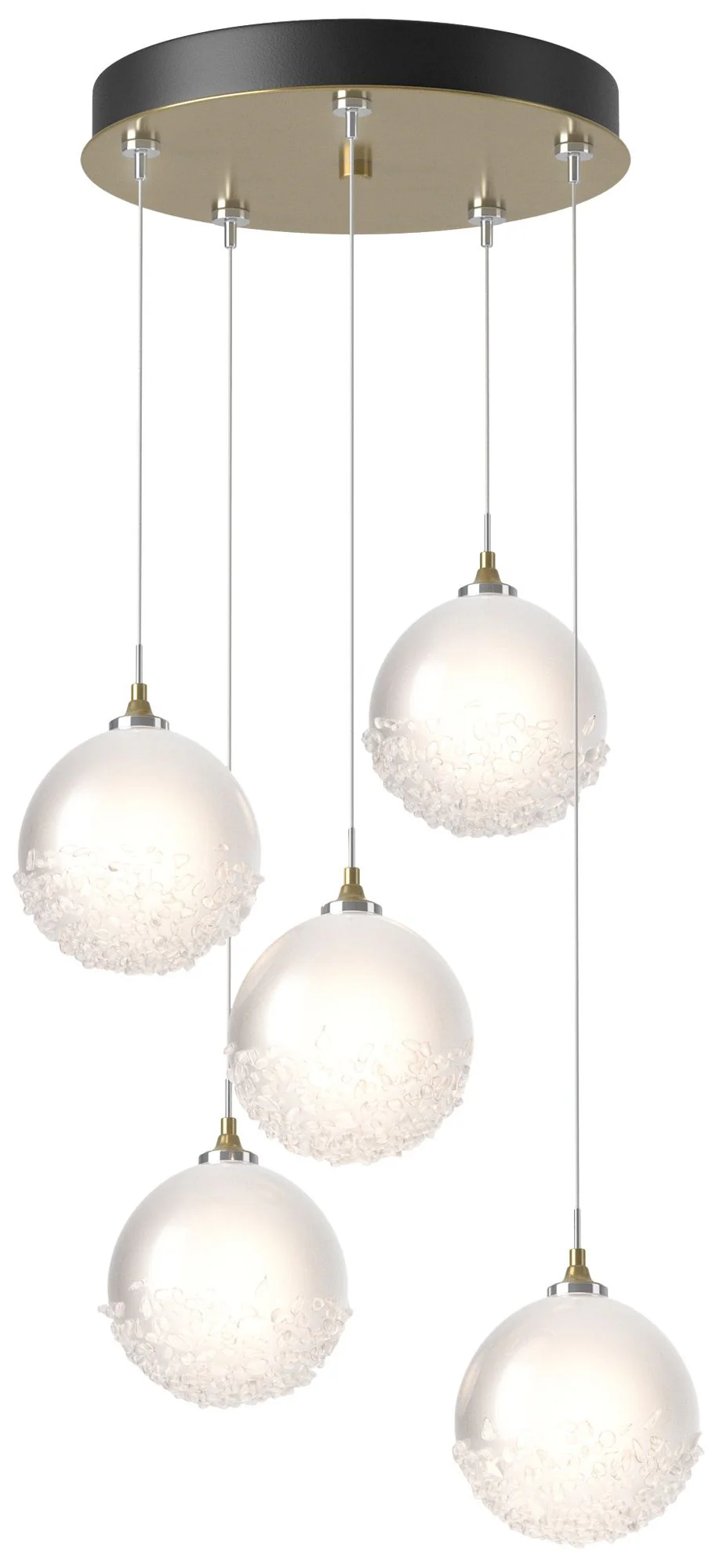 Fritz Globe 15.4"W 5-Light Modern Brass Long Pendant w/ Frosted Glass - Image 1